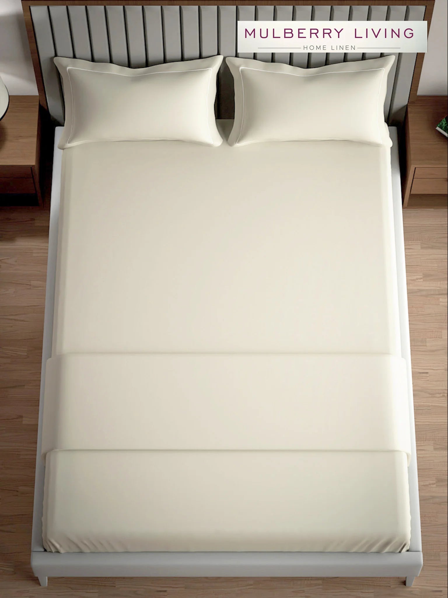 Serenity Solids 100% Cotton Sateen Weave Bedsheet Set with 2 Pillow Covers, 250TC