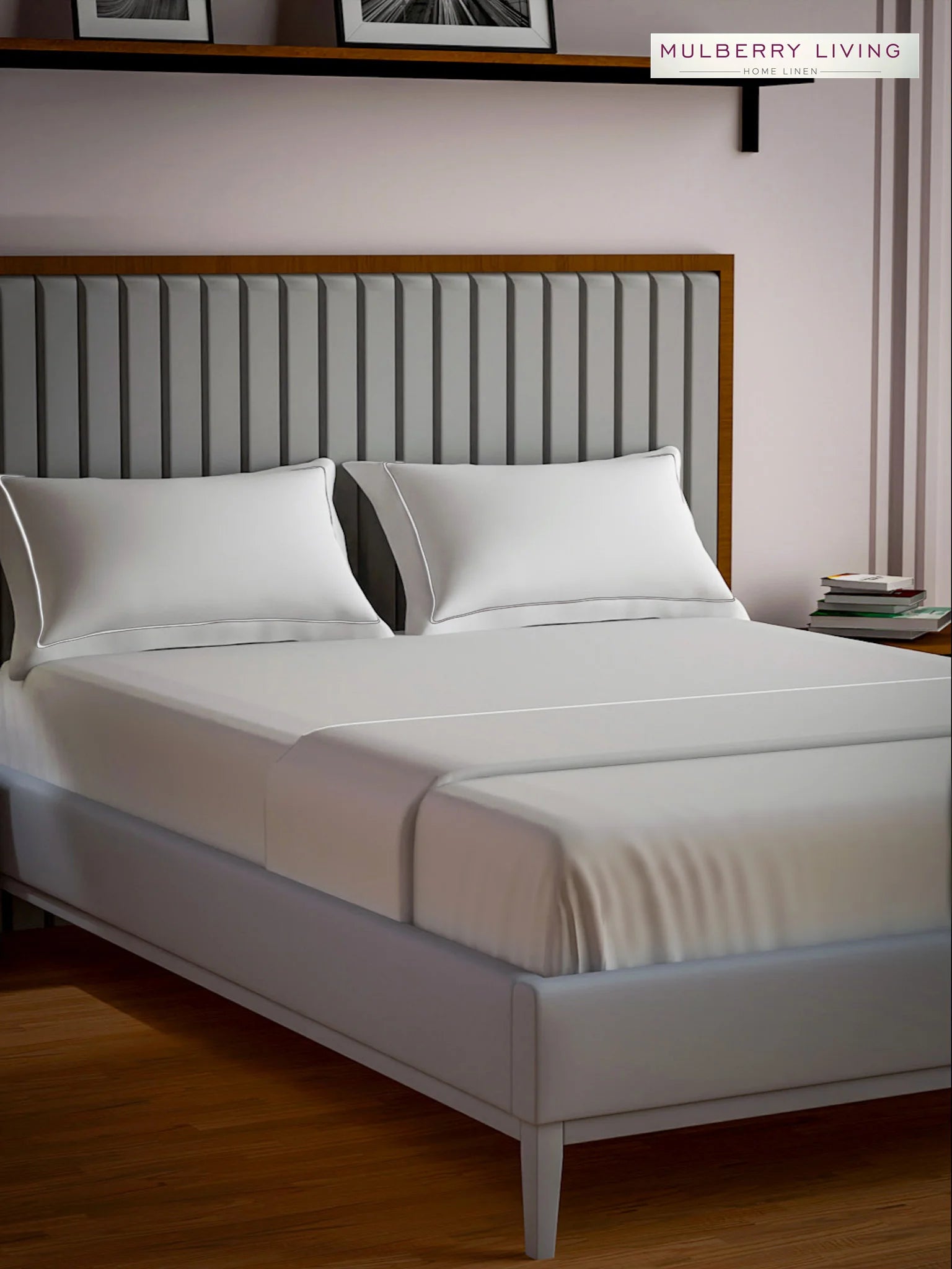 Serenity Solids 100% Cotton Sateen Weave Bedsheet Set with 2 Pillow Covers, 250TC