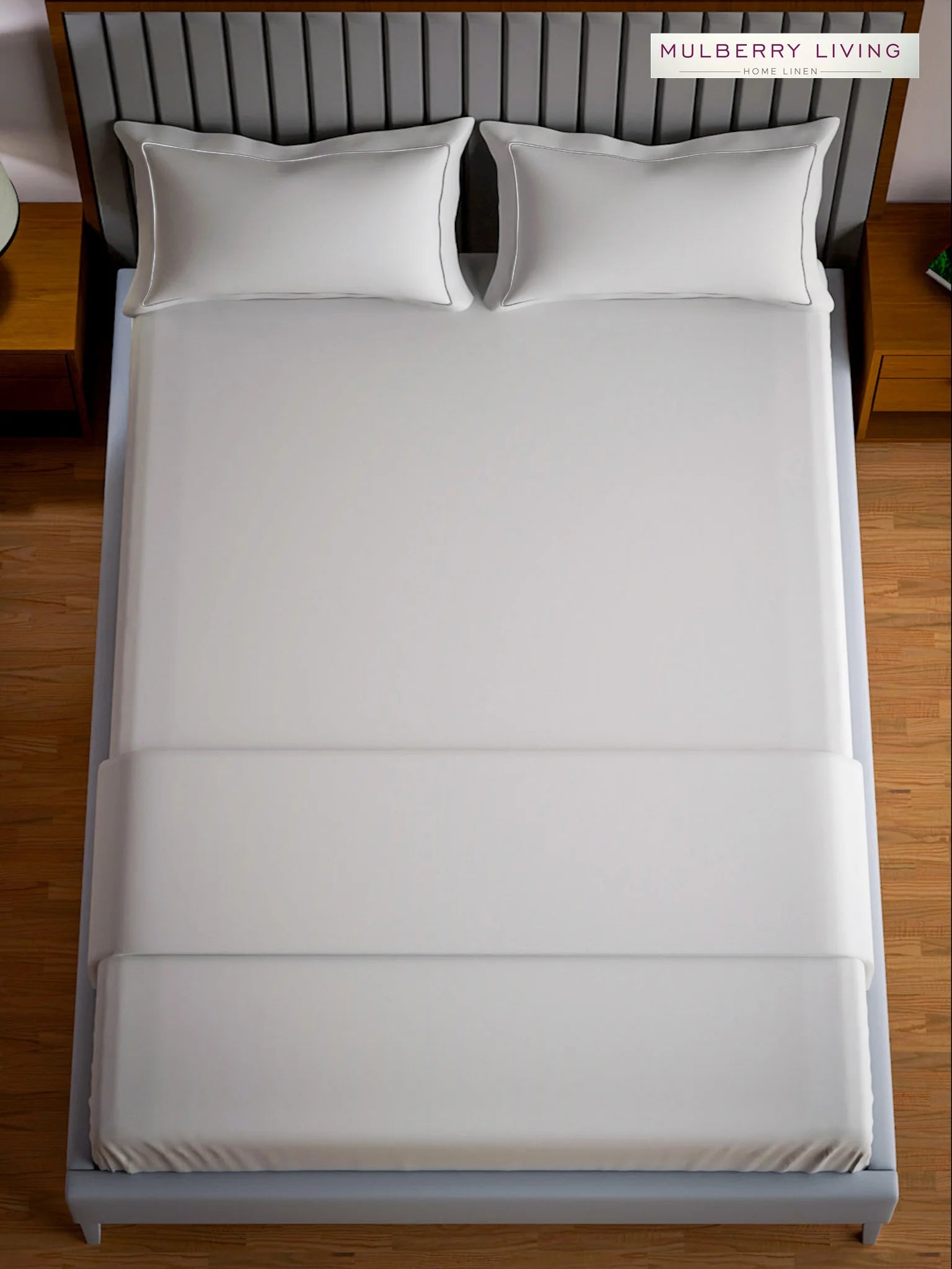 Serenity Solids 100% Cotton Sateen Weave Bedsheet Set with 2 Pillow Covers, 250TC