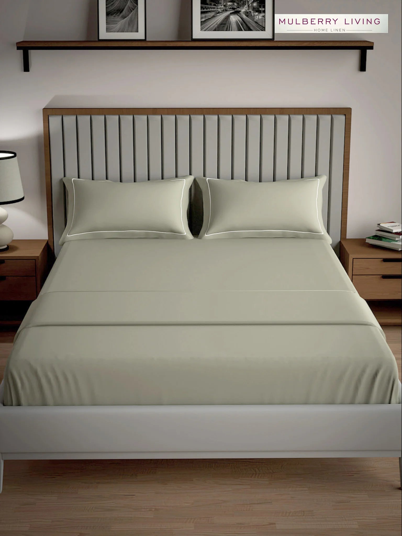 Serenity Solids 100% Cotton Sateen Weave Bedsheet Set with 2 Pillow Covers, 250TC