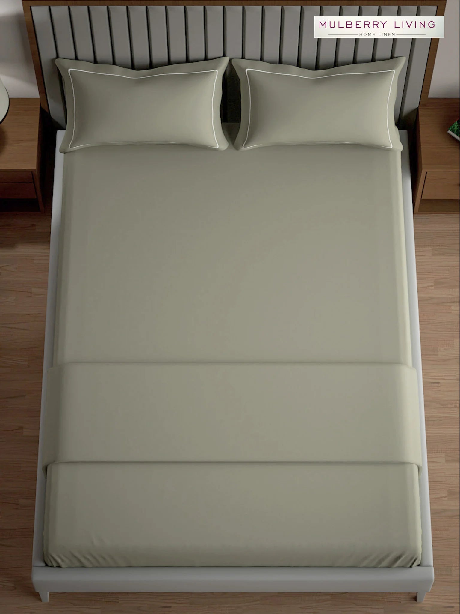 Serenity Solids 100% Cotton Sateen Weave Bedsheet Set with 2 Pillow Covers, 250TC