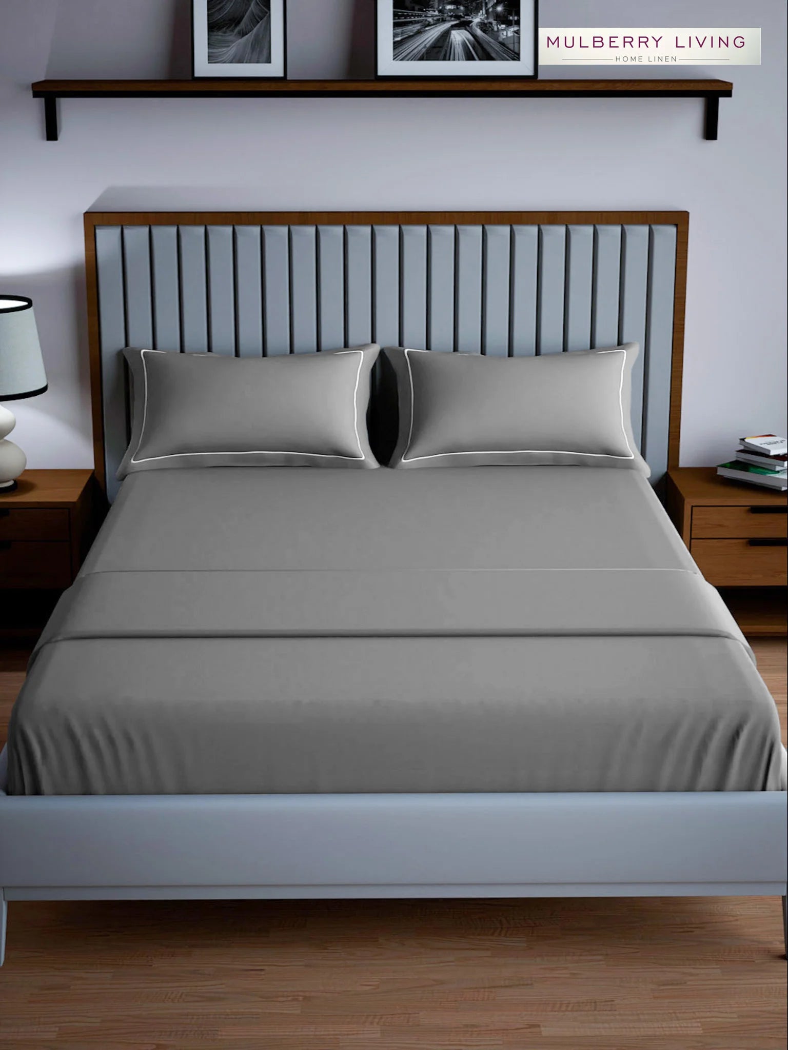 Serenity Solids 100% Cotton Sateen Weave Bedsheet Set with 2 Pillow Covers, 250TC