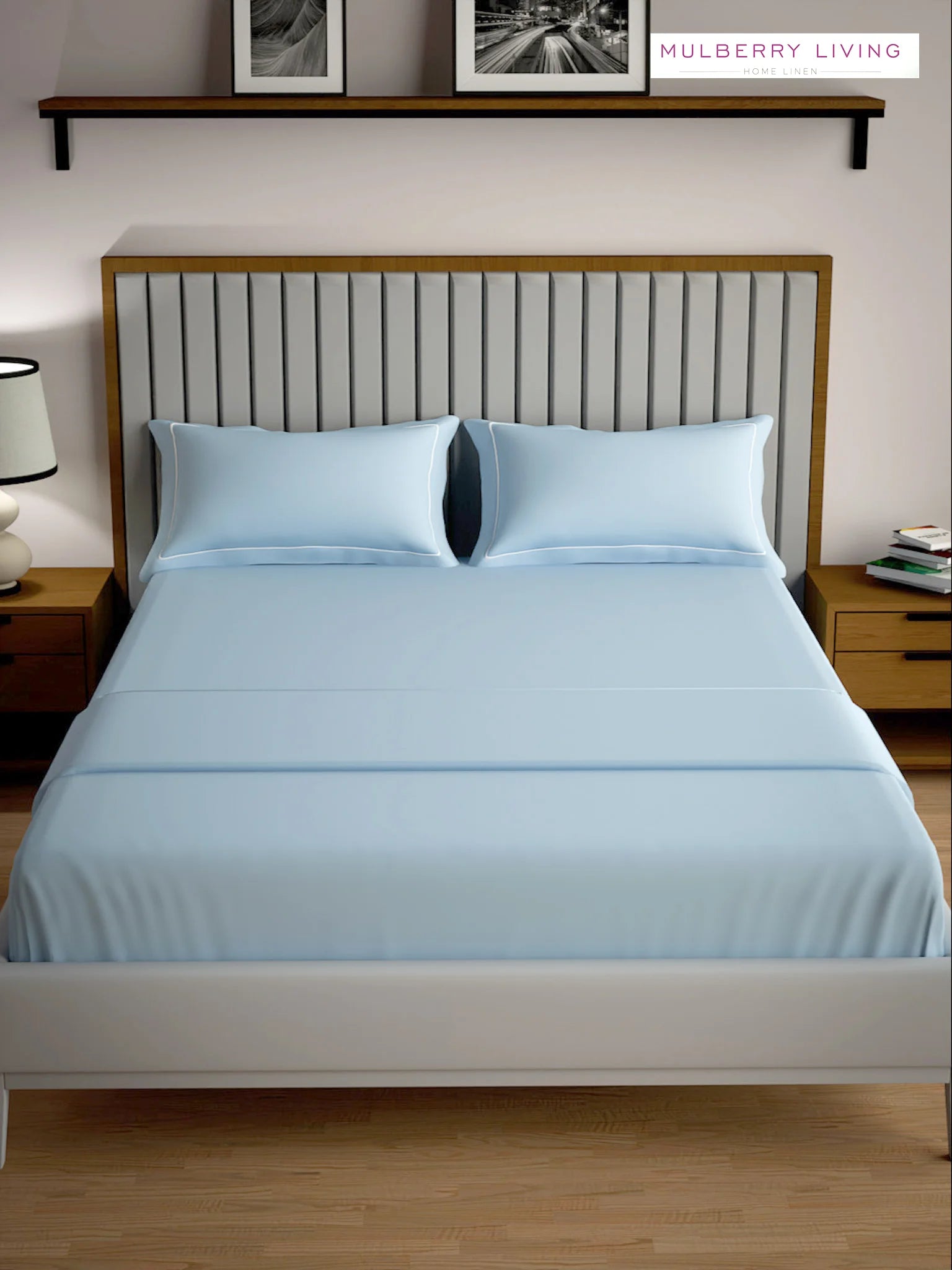 Serenity Solids 100% Cotton Sateen Weave Bedsheet Set with 2 Pillow Covers, 250TC