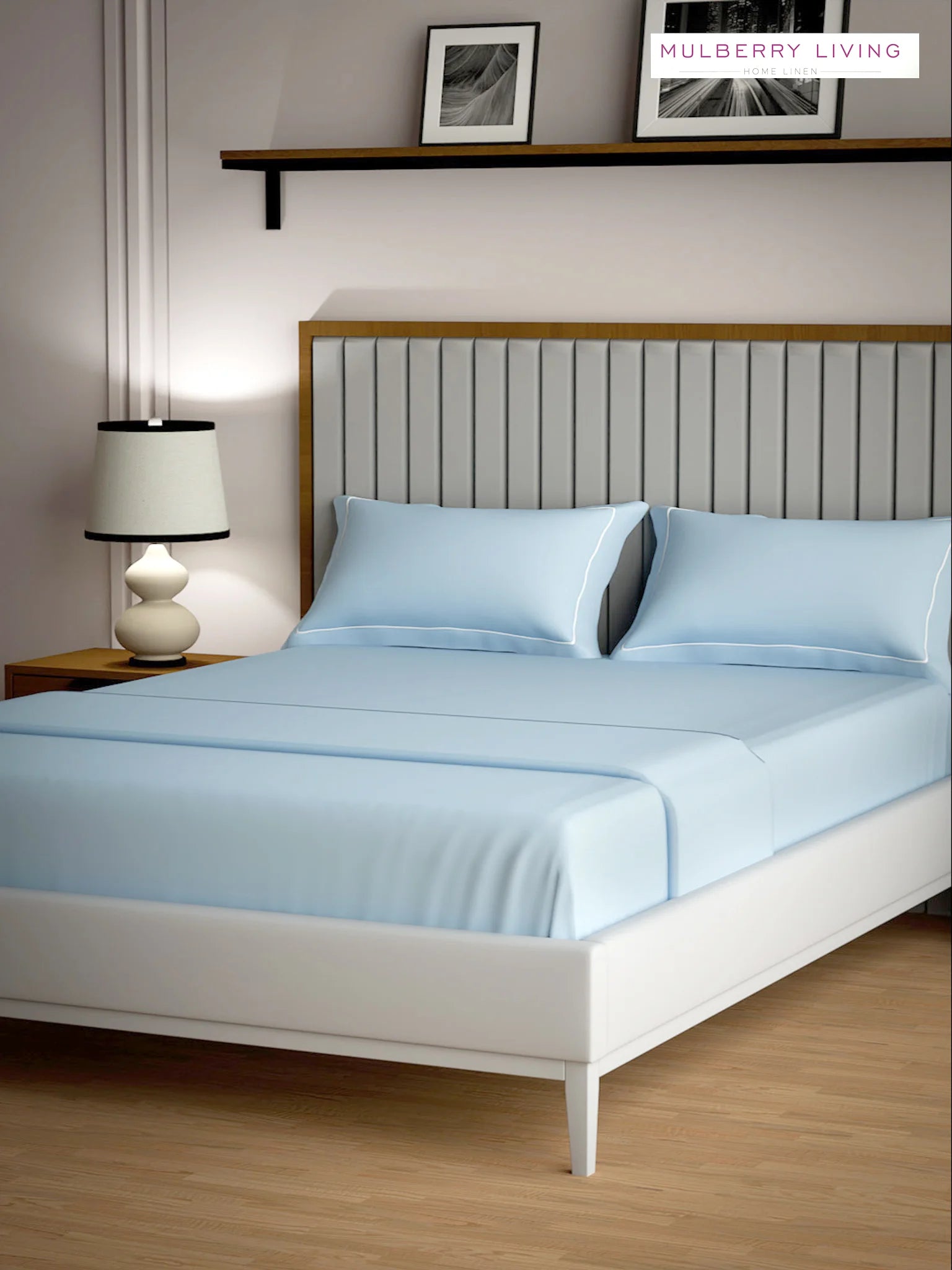 Serenity Solids 100% Cotton Sateen Weave Bedsheet Set with 2 Pillow Covers, 250TC