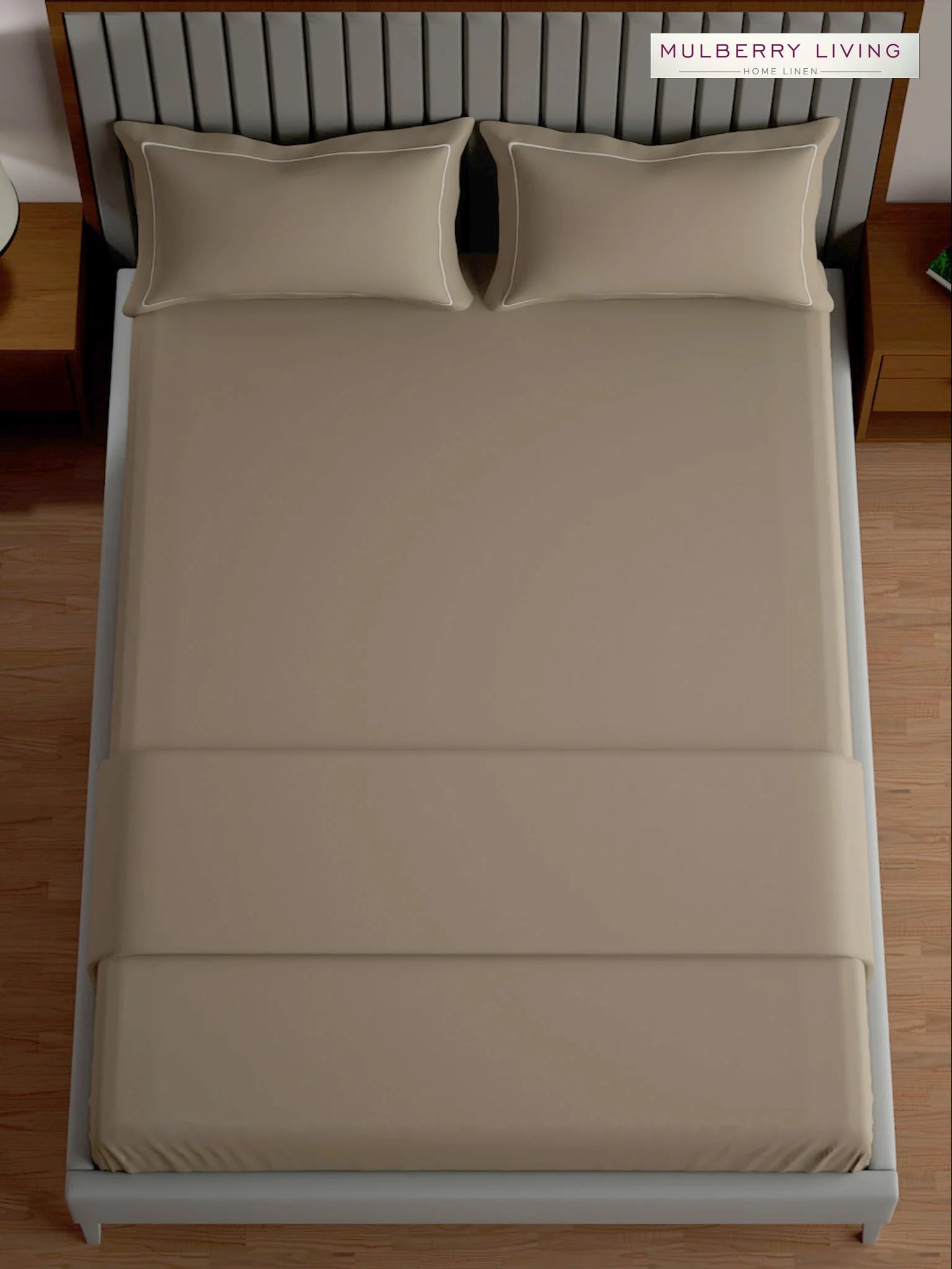 Serenity Solids 100% Cotton Sateen Weave Bedsheet Set with 2 Pillow Covers, 250TC