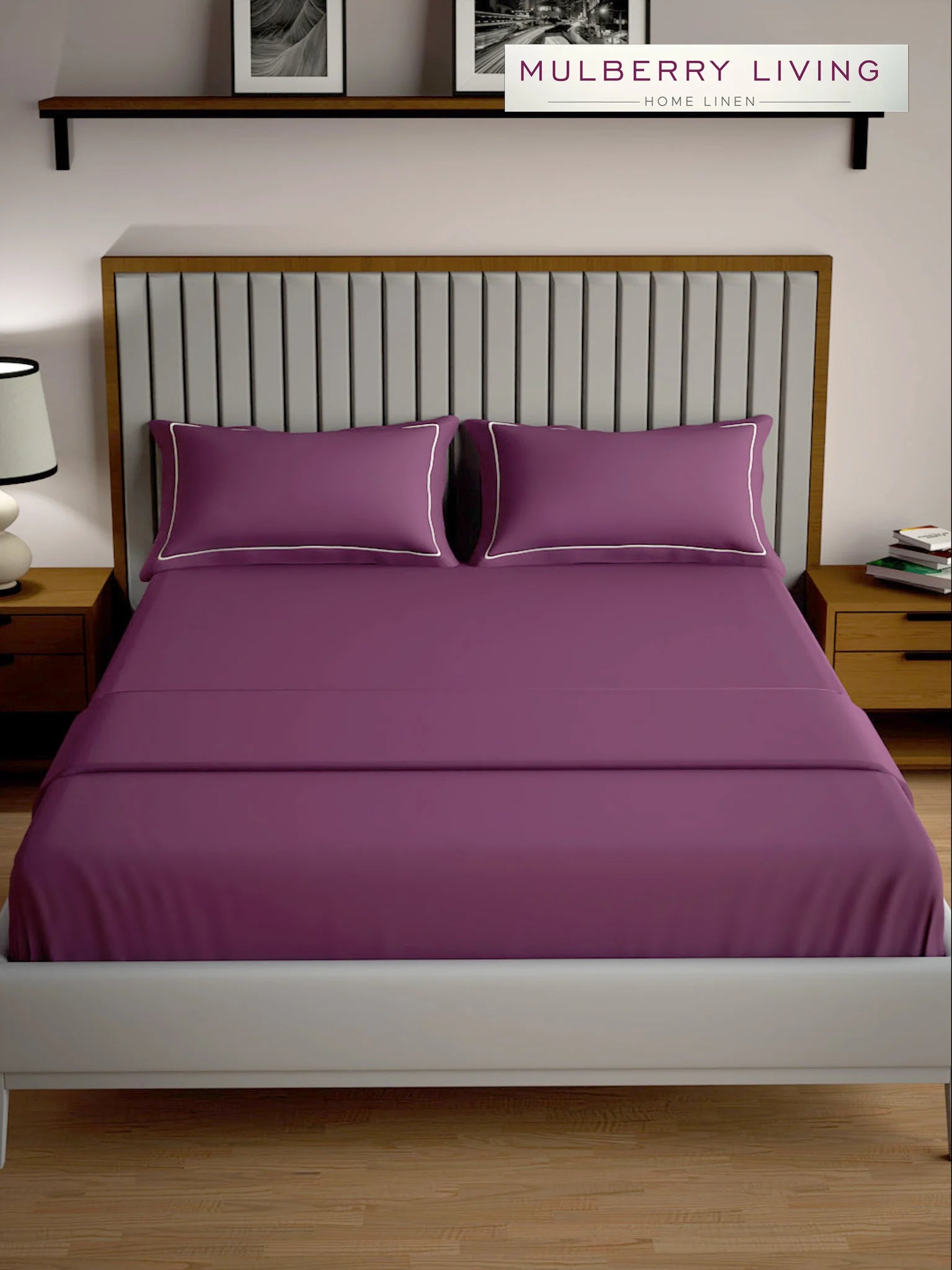 Serenity Solids 100% Cotton Sateen Weave Bedsheet Set with 2 Pillow Covers, 250TC