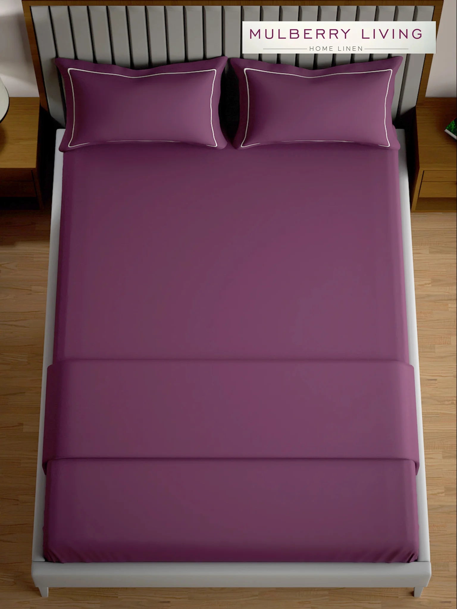 Serenity Solids 100% Cotton Sateen Weave Bedsheet Set with 2 Pillow Covers, 250TC