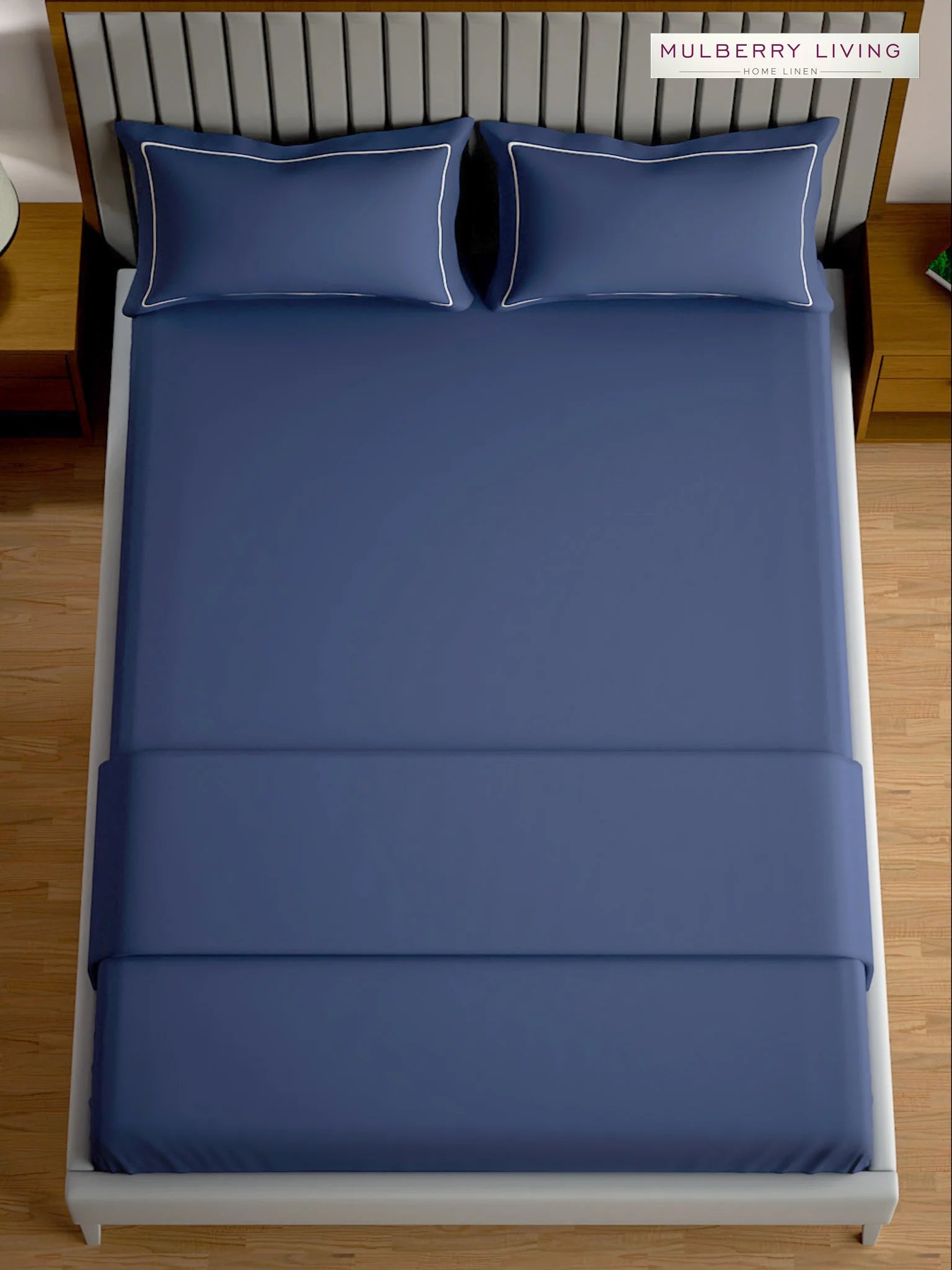 Serenity Solids 100% Cotton Sateen Weave Bedsheet Set with 2 Pillow Covers, 250TC