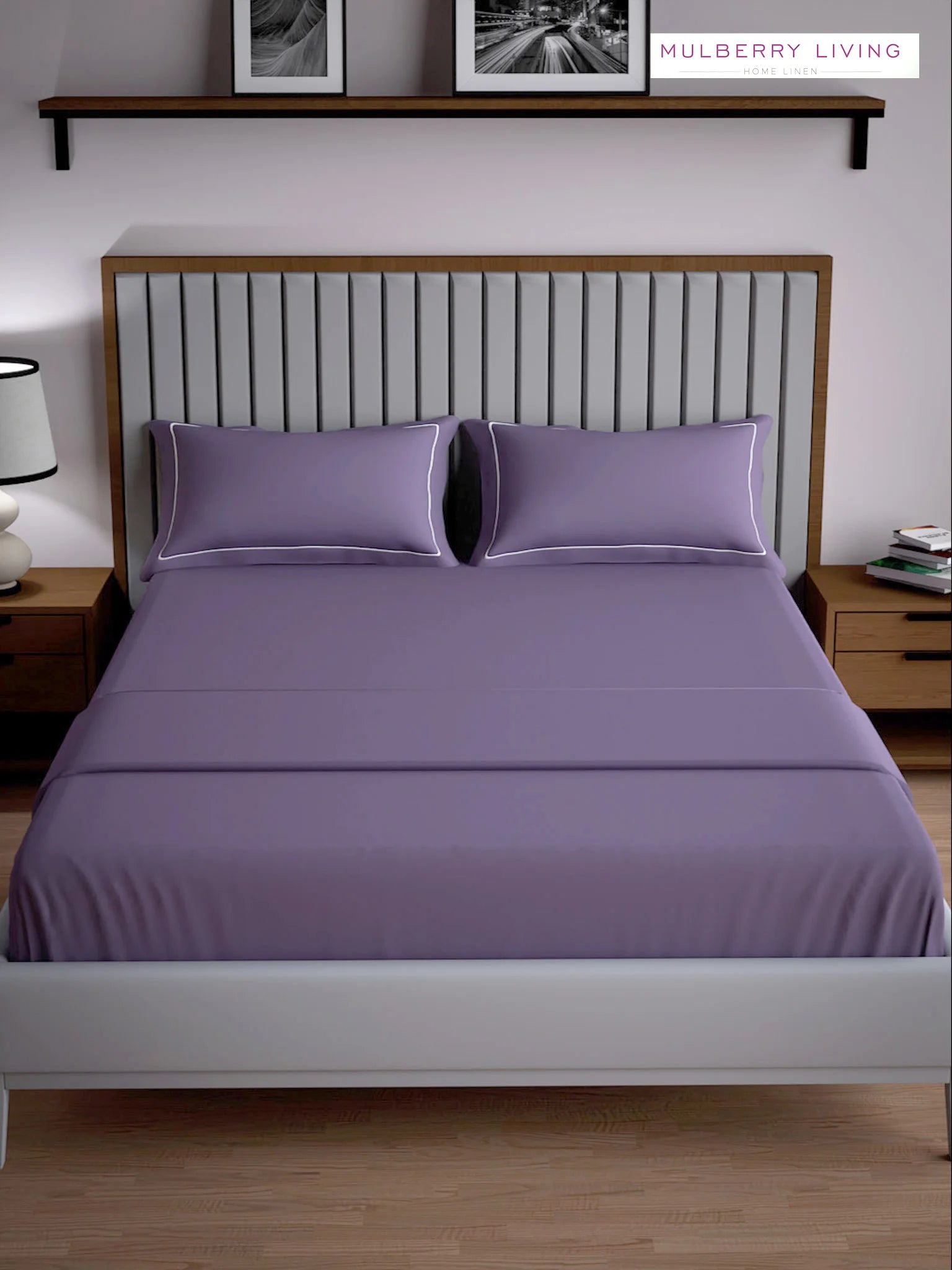 Serenity Solids 100% Cotton Sateen Weave Bedsheet Set with 2 Pillow Covers, 250TC