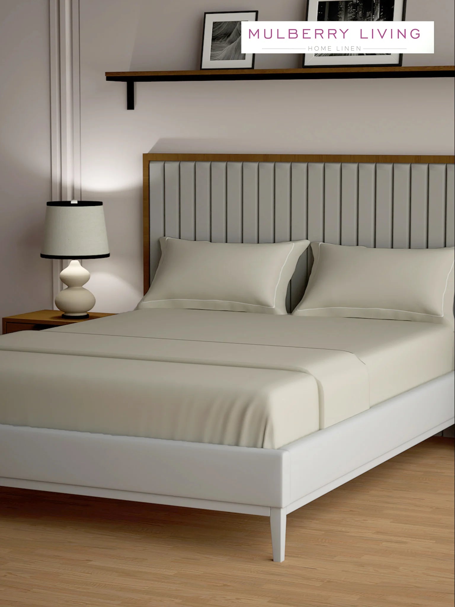 Serenity Solids 100% Cotton Sateen Weave Bedsheet Set with 2 Pillow Covers, 250TC