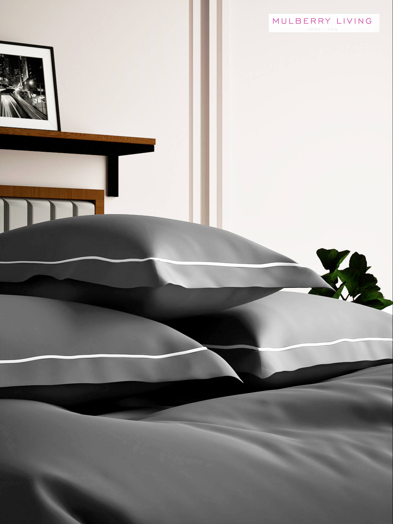 Serenity Solids 100% Cotton Satin Weave Super King Elastic Fitted Bedsheet Set with 2 Pillow Covers - 250TC, 78 x 72 x 12 Inches