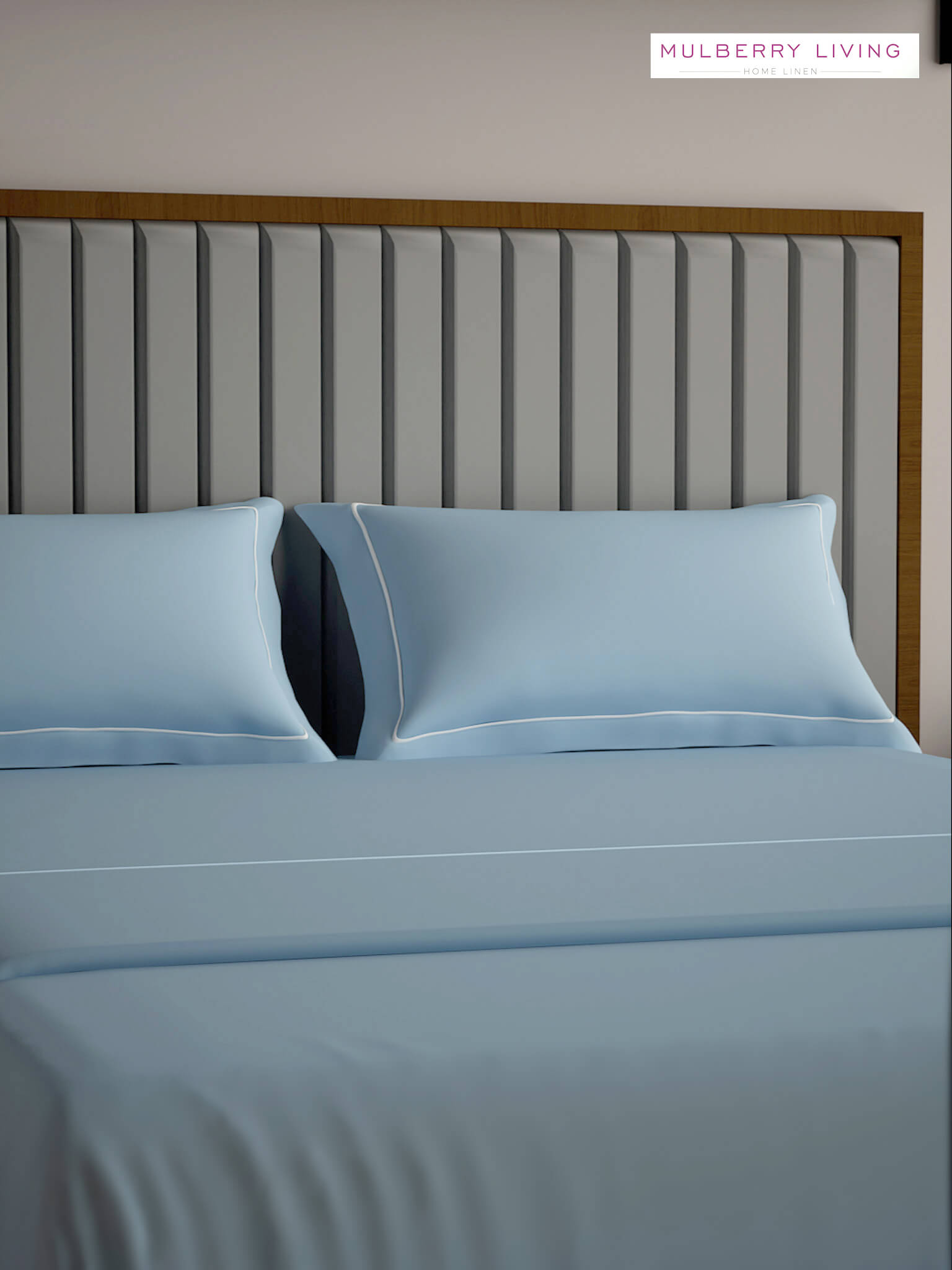 Serenity Solids 100% Cotton Satin Weave Super King Elastic Fitted Bedsheet Set with 2 Pillow Covers - 250TC, 78 x 72 x 12 Inches