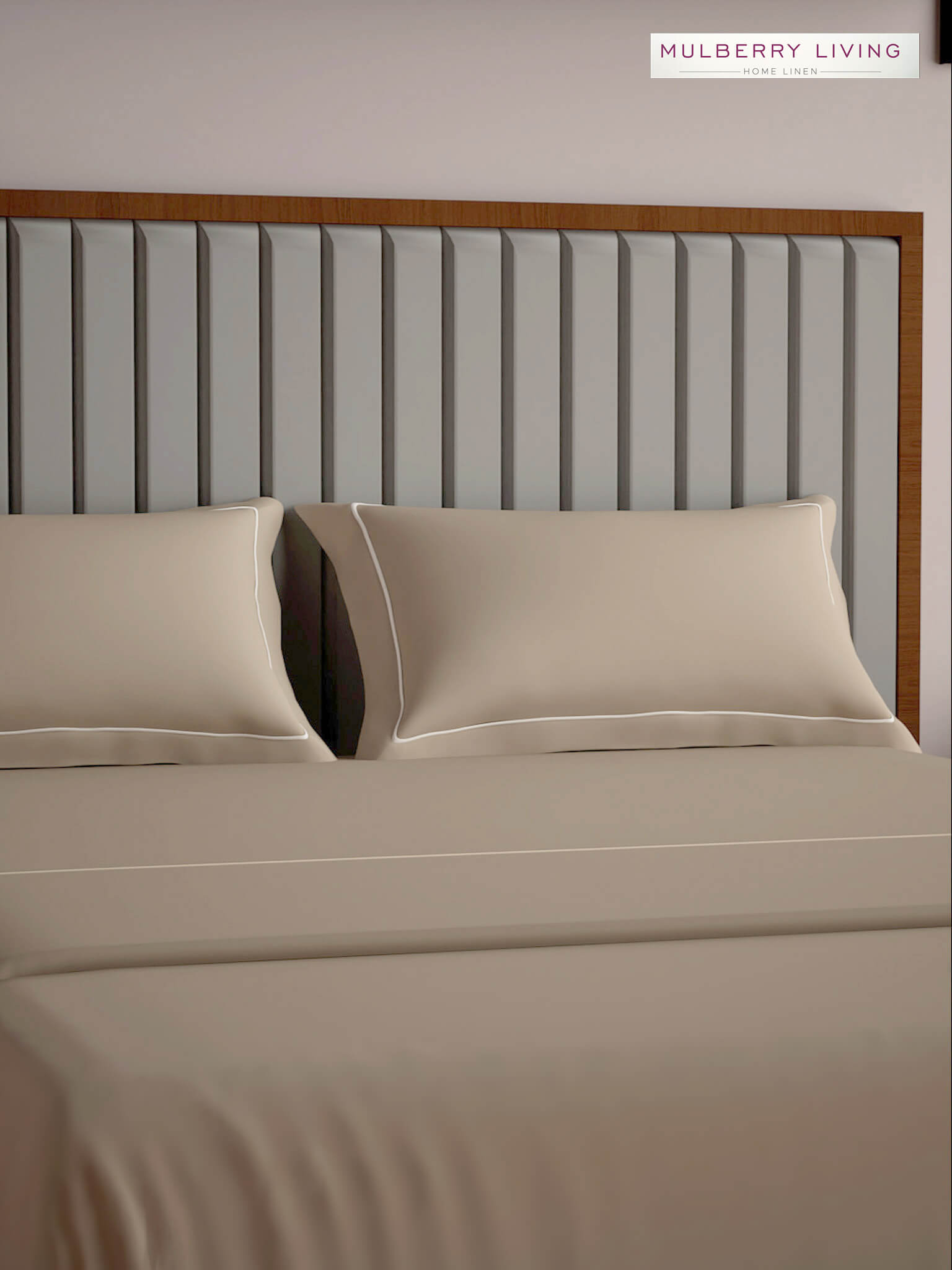 Serenity Solids 100% Cotton Satin Weave Super King Elastic Fitted Bedsheet Set with 2 Pillow Covers - 250TC, 78 x 72 x 12 Inches