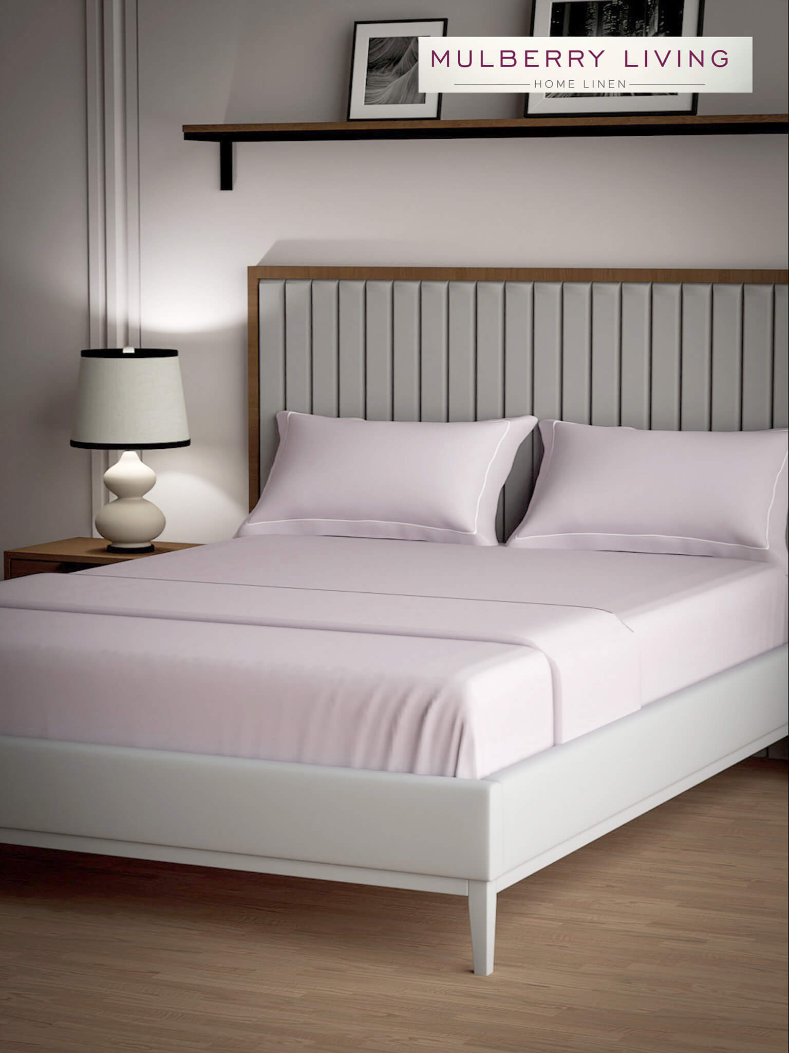 Serenity Solids 100% Cotton Satin Weave Super King Elastic Fitted Bedsheet Set with 2 Pillow Covers - 250TC, 78 x 72 x 12 Inches