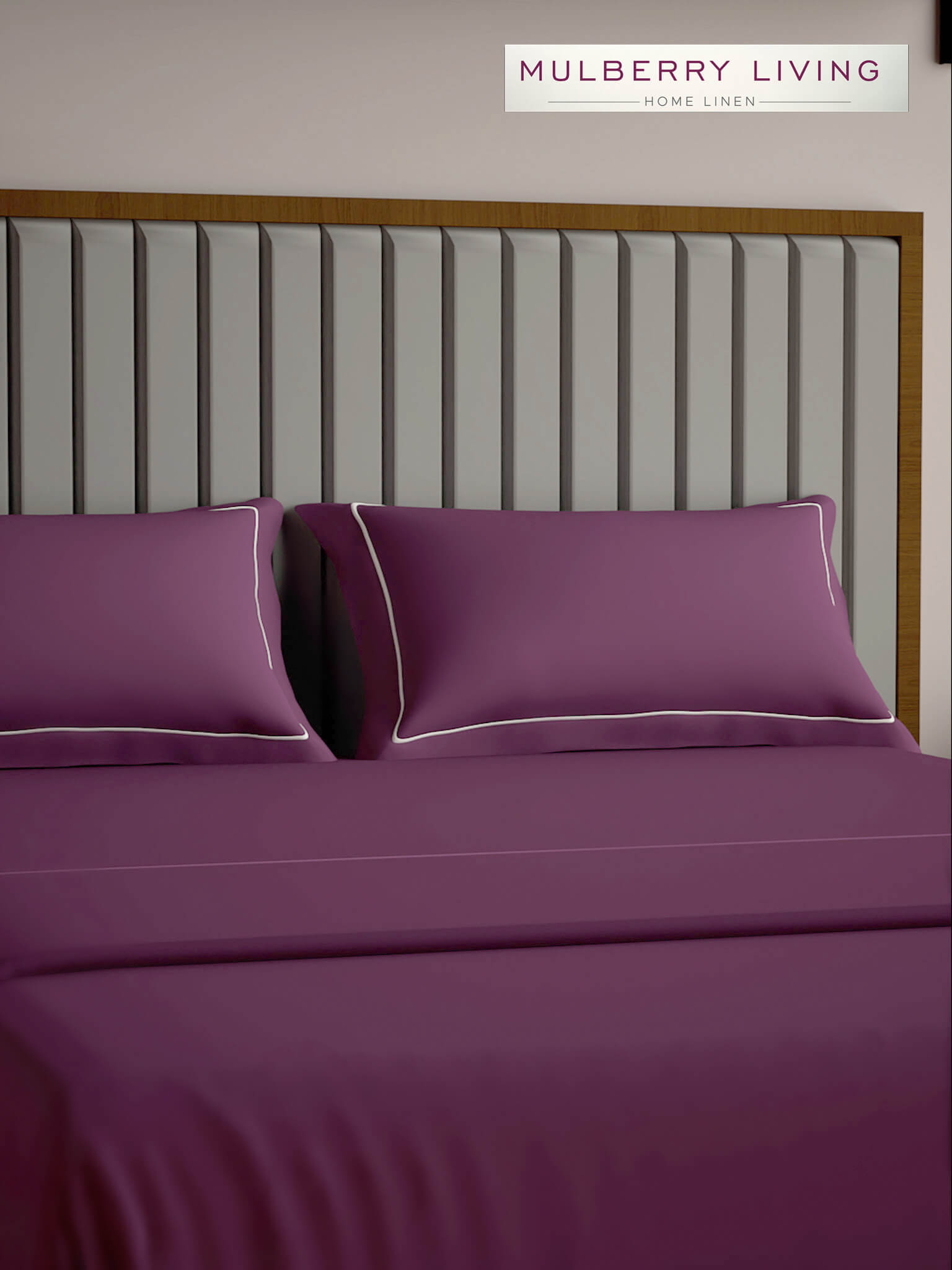 Serenity Solids 100% Cotton Satin Weave Super King Elastic Fitted Bedsheet Set with 2 Pillow Covers - 250TC, 78 x 72 x 12 Inches