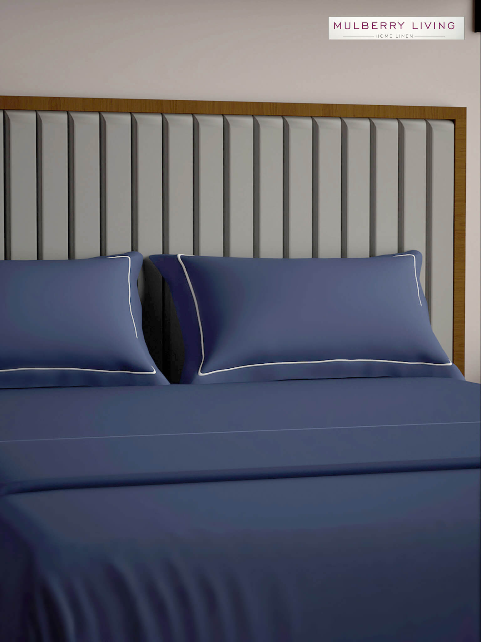 Serenity Solids 100% Cotton Satin Weave Super King Elastic Fitted Bedsheet Set with 2 Pillow Covers - 250TC, 78 x 72 x 12 Inches