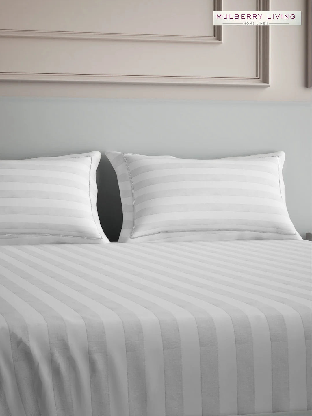 Elysian Stripes 100% Cotton Bedsheet Set with 2 Pillow Covers - 300TC