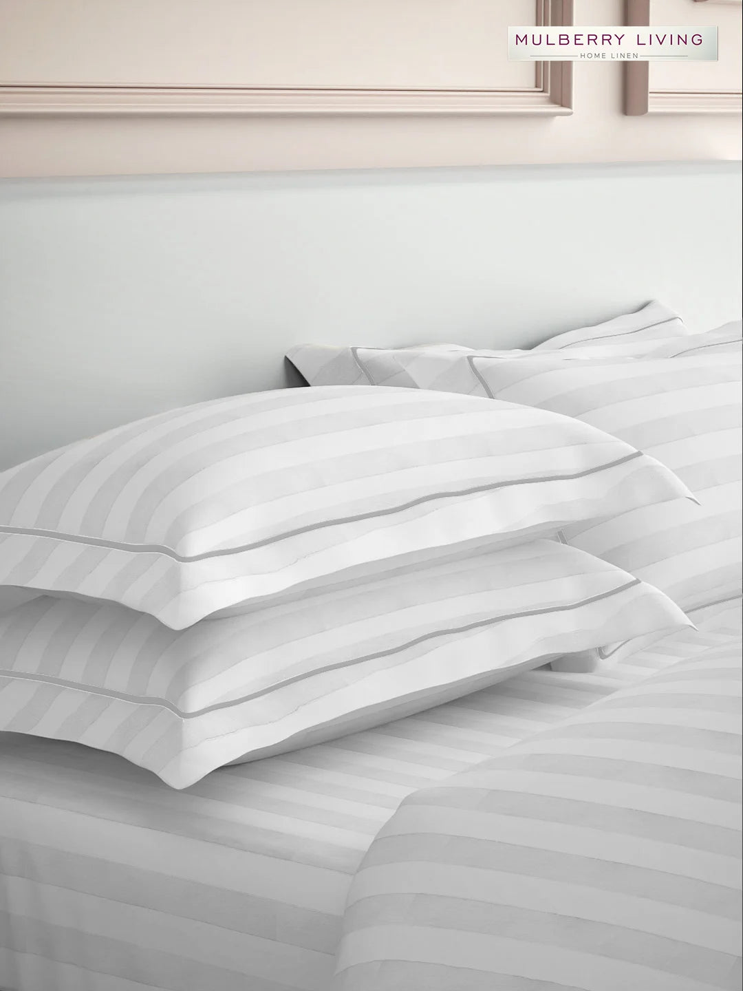 Elysian Stripes 100% Cotton Bedsheet Set with 2 Pillow Covers - 300TC