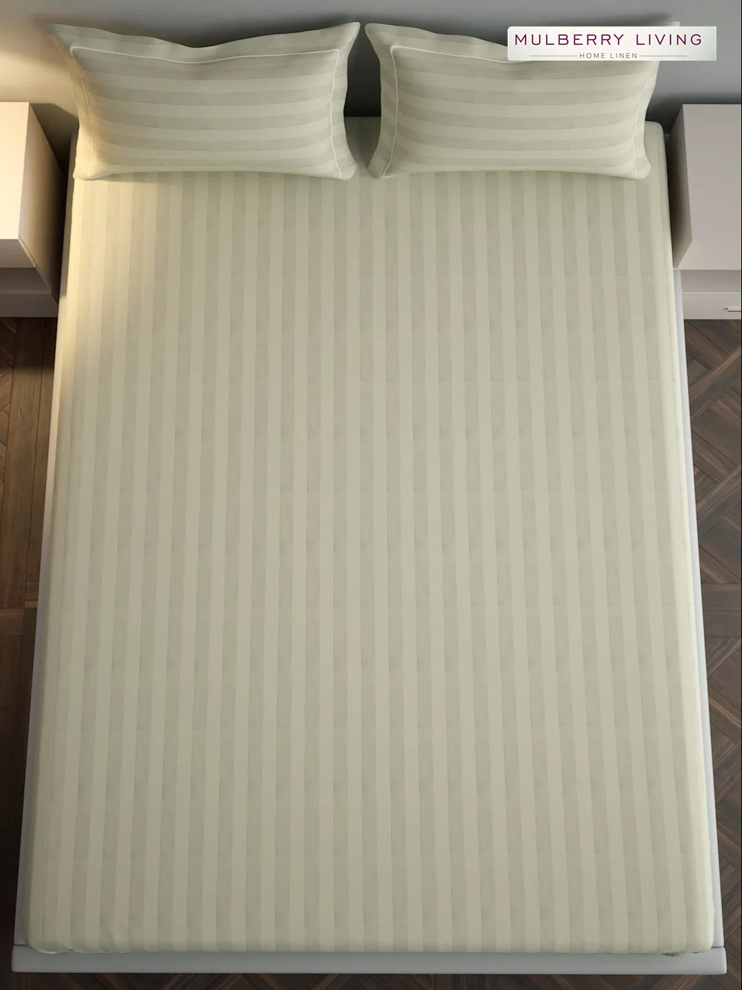 Elysian Stripes 100% Cotton Bedsheet Set with 2 Pillow Covers - 300TC