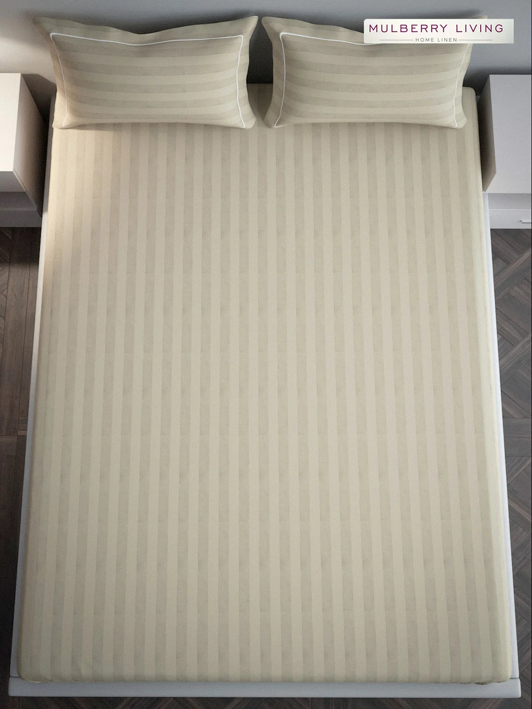 Elysian Stripes 100% Cotton Bedsheet Set with 2 Pillow Covers - 300TC