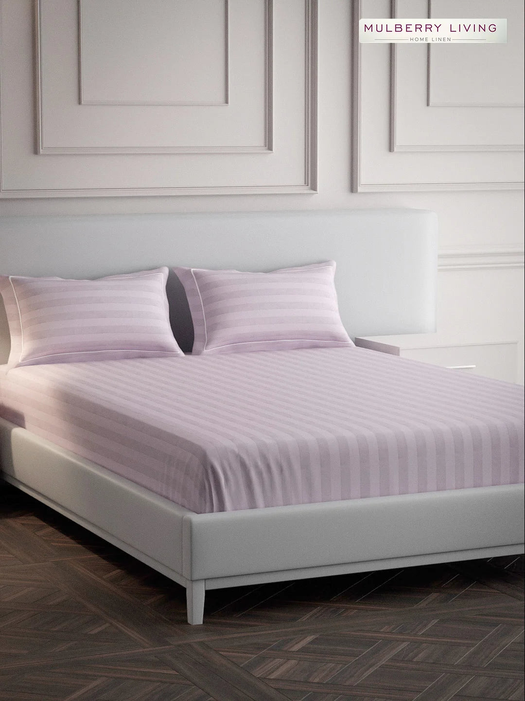 Elysian Stripes 100% Cotton Bedsheet Set with 2 Pillow Covers - 300TC