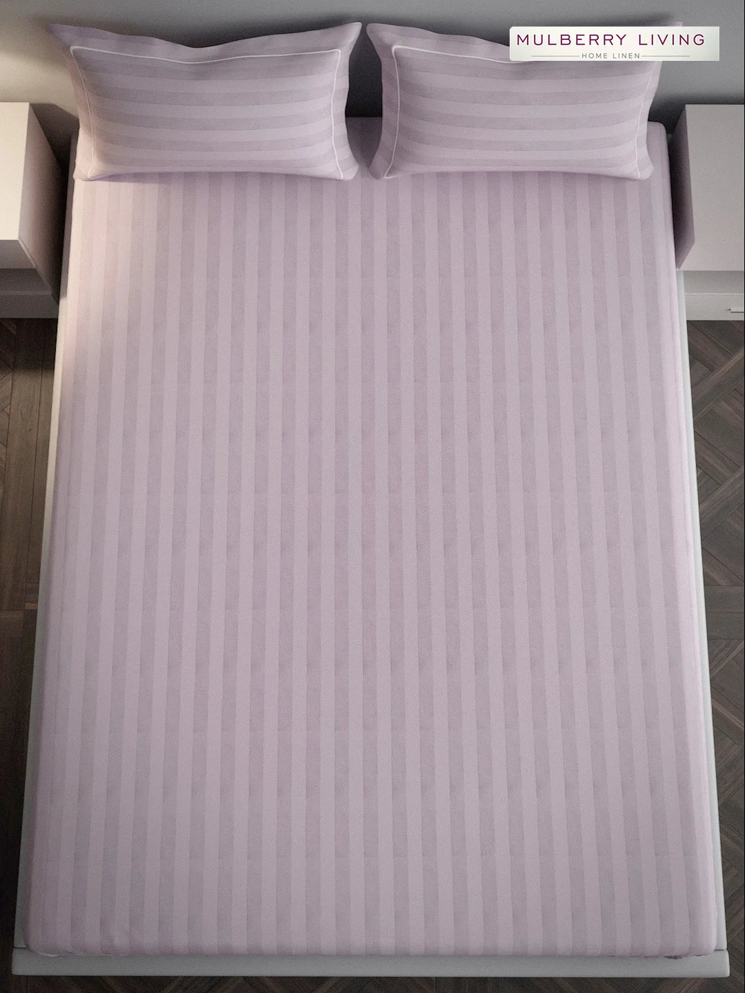 Elysian Stripes 100% Cotton Bedsheet Set with 2 Pillow Covers - 300TC