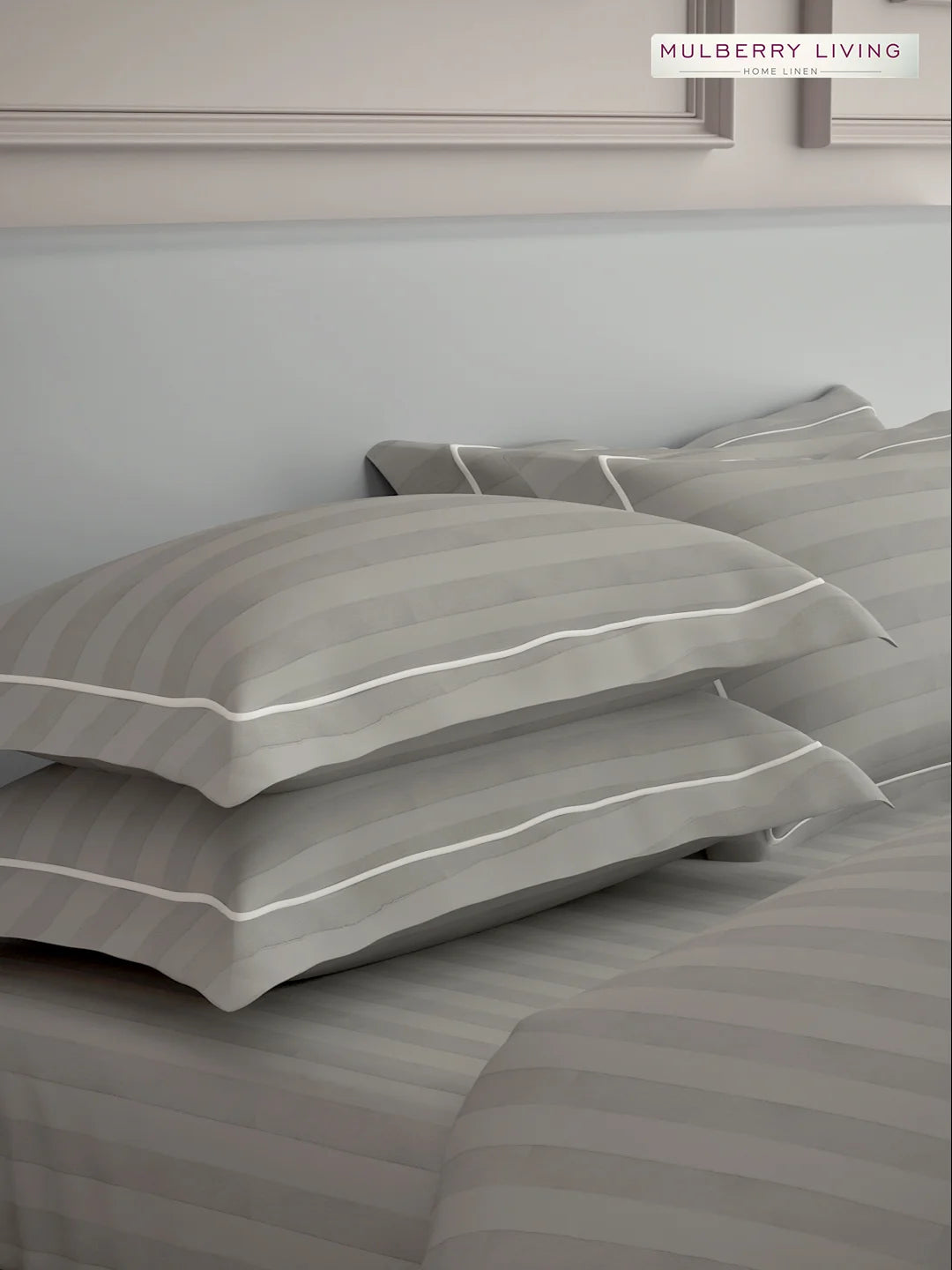 Elysian Stripes 100% Cotton Bedsheet Set with 2 Pillow Covers - 300TC