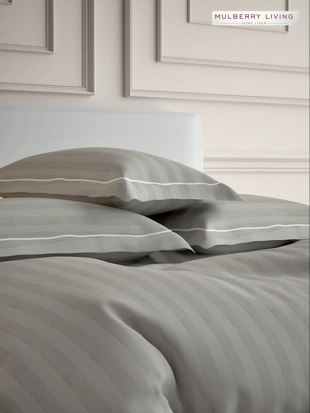 Elysian Stripes 100% Cotton Bedsheet Set with 2 Pillow Covers - 300TC