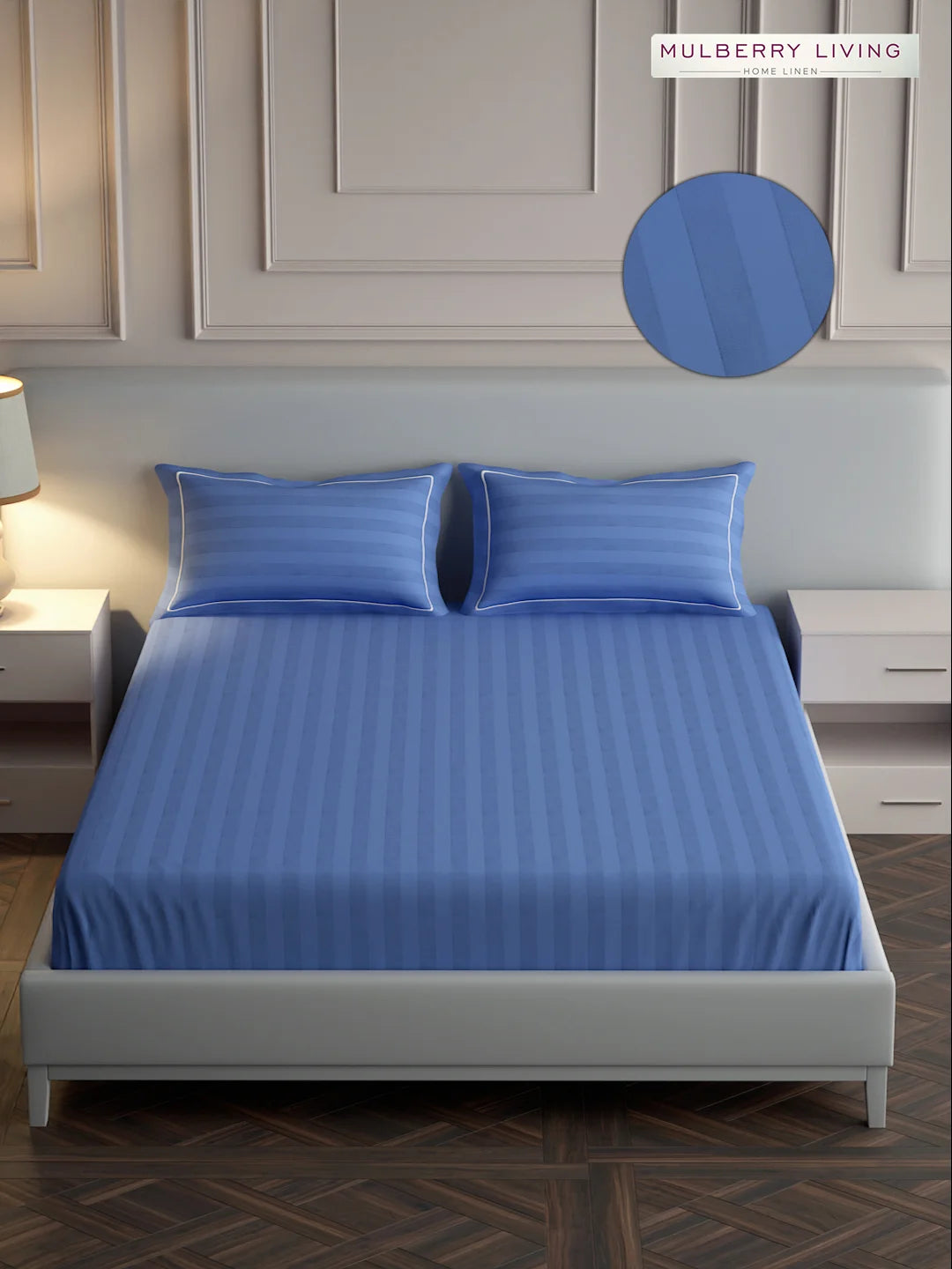 Elysian Stripes 100% Cotton Bedsheet Set with 2 Pillow Covers - 300TC