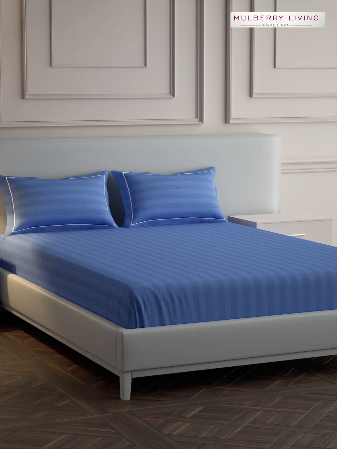 Elysian Stripes 100% Cotton Bedsheet Set with 2 Pillow Covers - 300TC