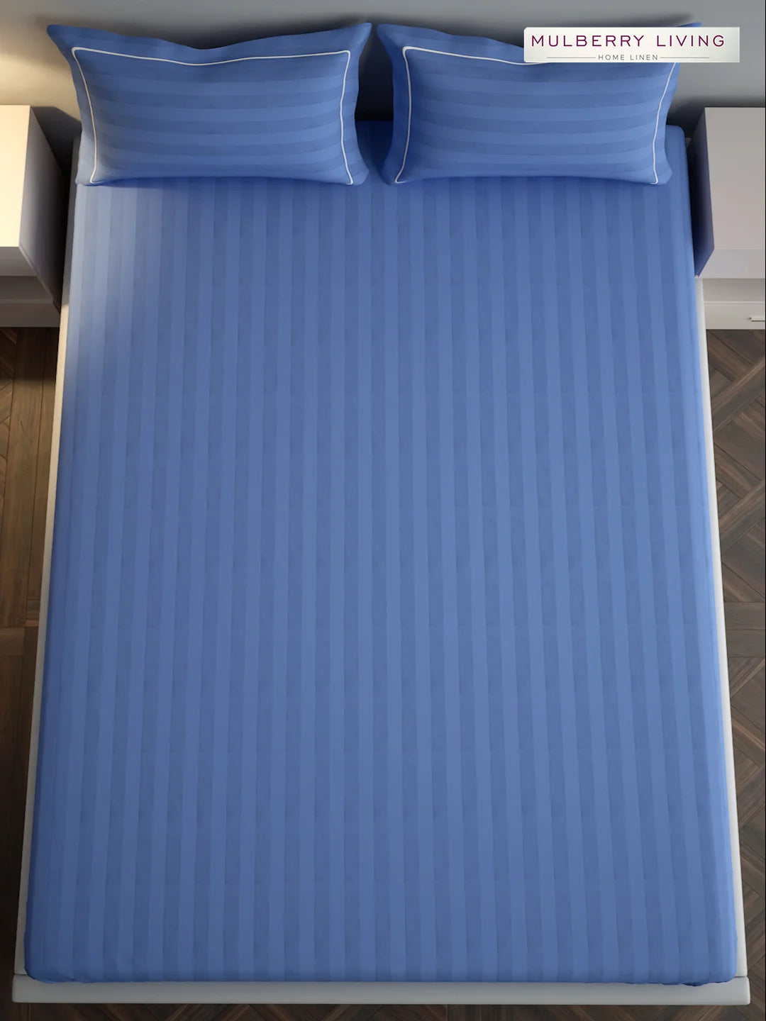 Elysian Stripes 100% Cotton Bedsheet Set with 2 Pillow Covers - 300TC