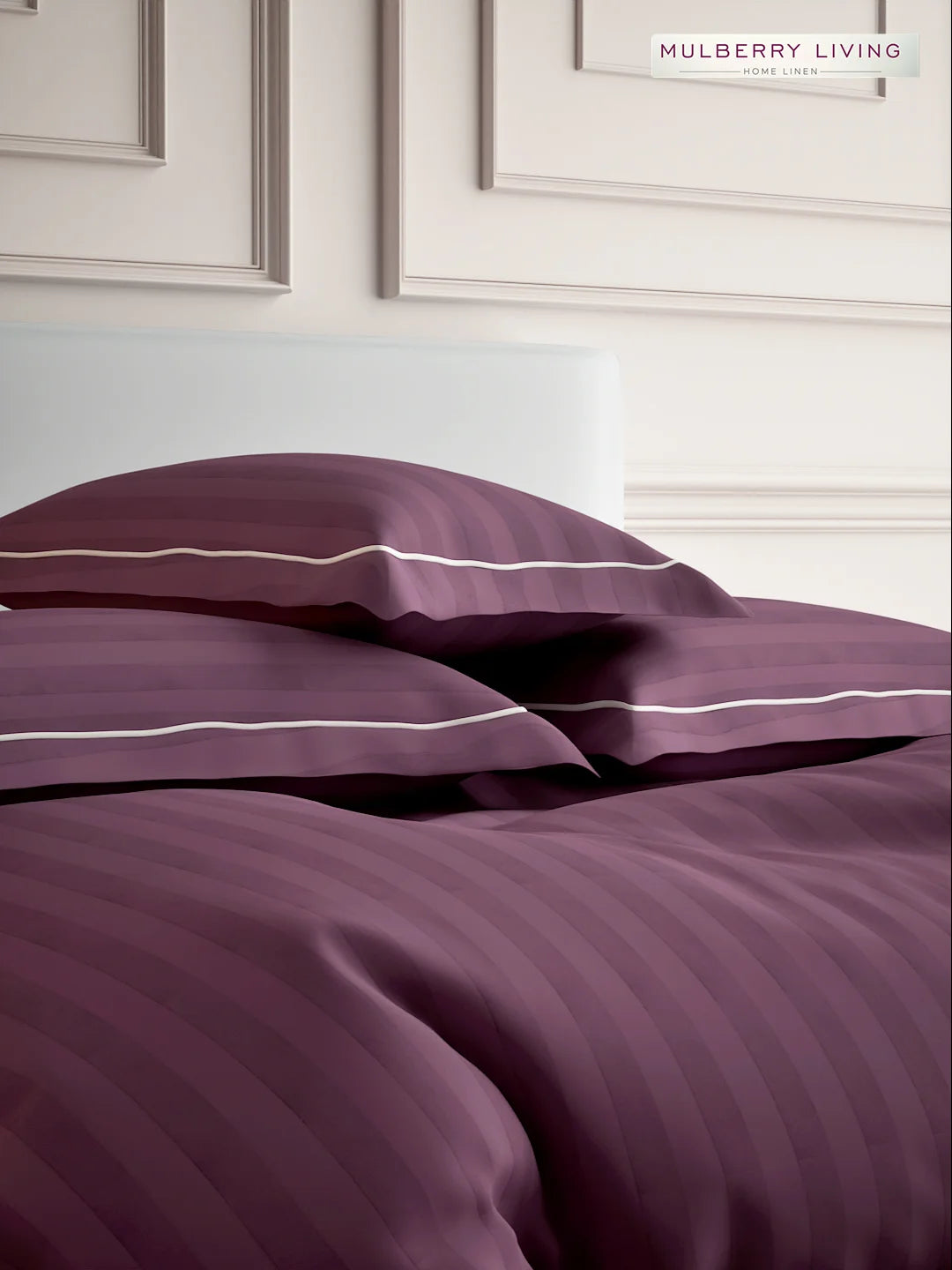 Elysian Stripes 100% Cotton Bedsheet Set with 2 Pillow Covers - 300TC