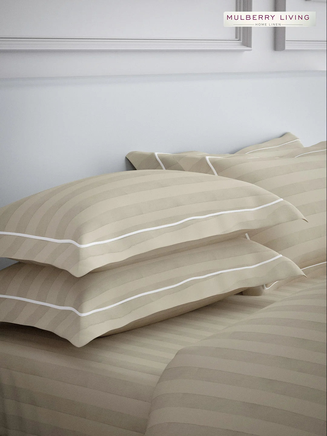 Elysian Stripes 100% Cotton Bedsheet Set with 2 Pillow Covers - 300TC