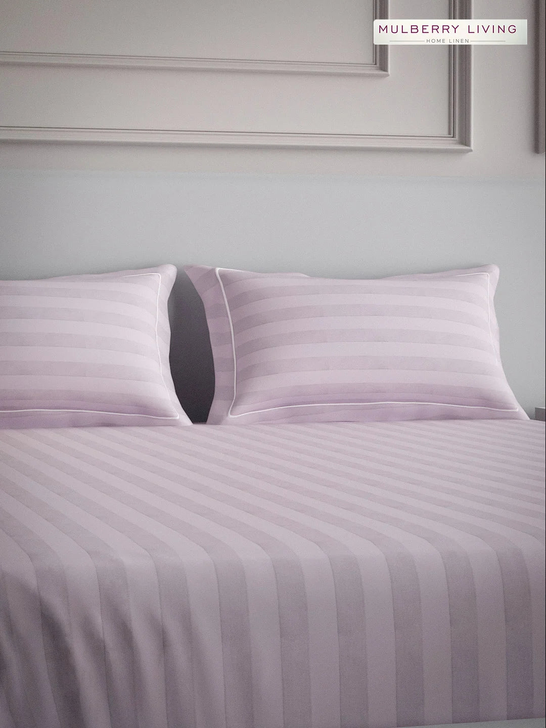 Elysian Stripes 100% Cotton Bedsheet Set with 2 Pillow Covers - 300TC