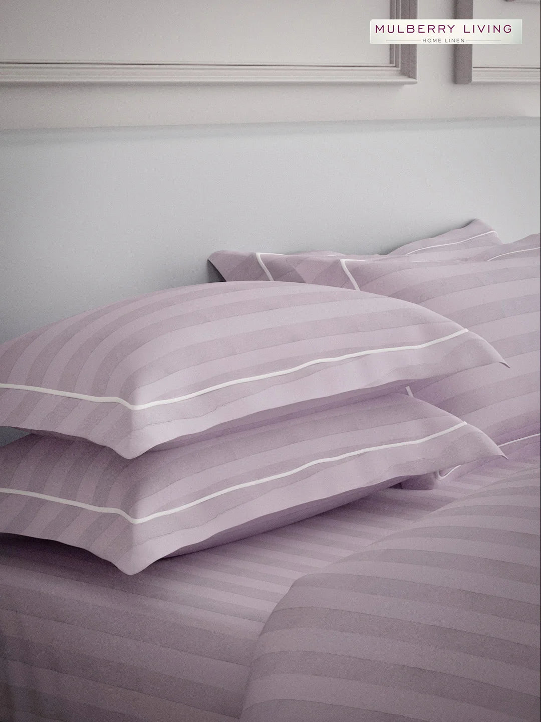 Elysian Stripes 100% Cotton Bedsheet Set with 2 Pillow Covers - 300TC