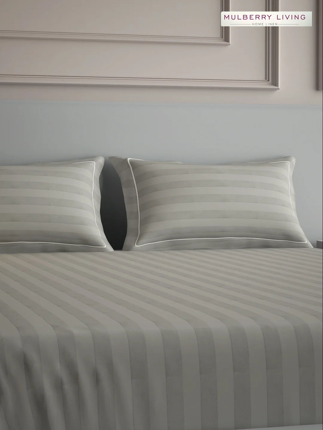 Elysian Stripes 100% Cotton Bedsheet Set with 2 Pillow Covers - 300TC