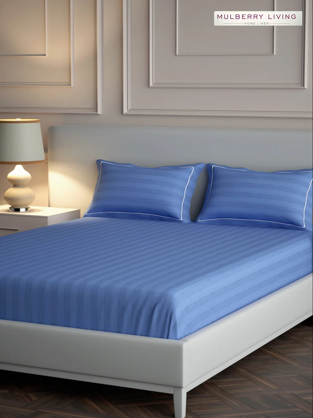 Elysian Stripes 100% Cotton Bedsheet Set with 2 Pillow Covers - 300TC