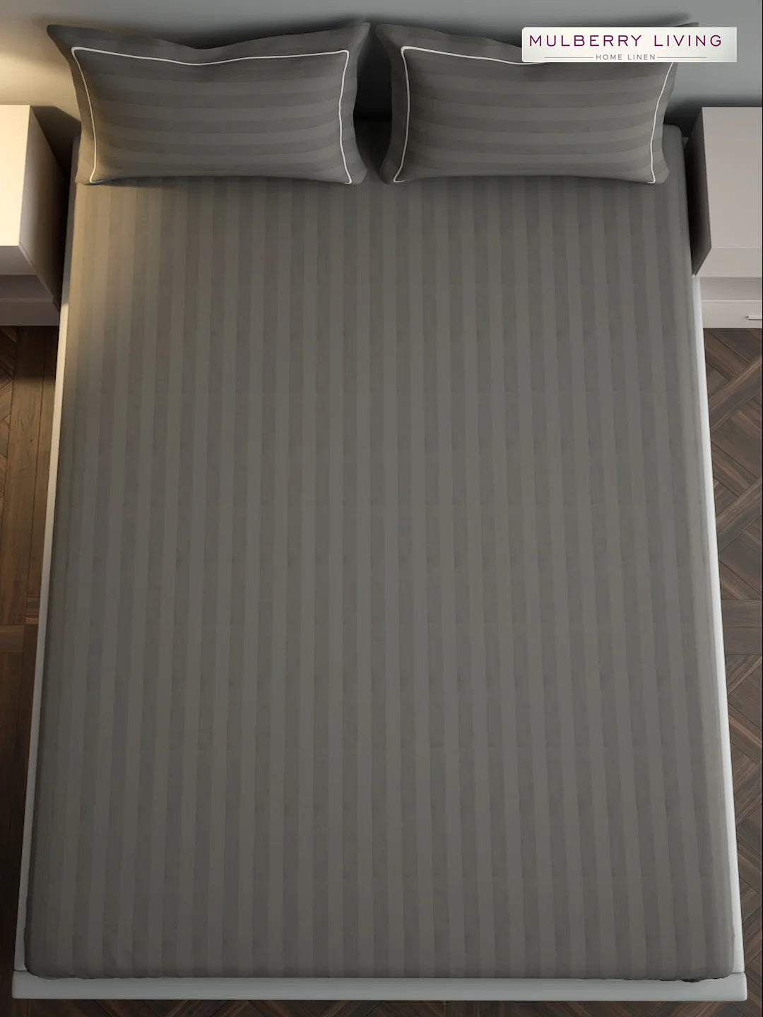 Elysian Stripes 100% Cotton Bedsheet Set with 2 Pillow Covers - 300TC