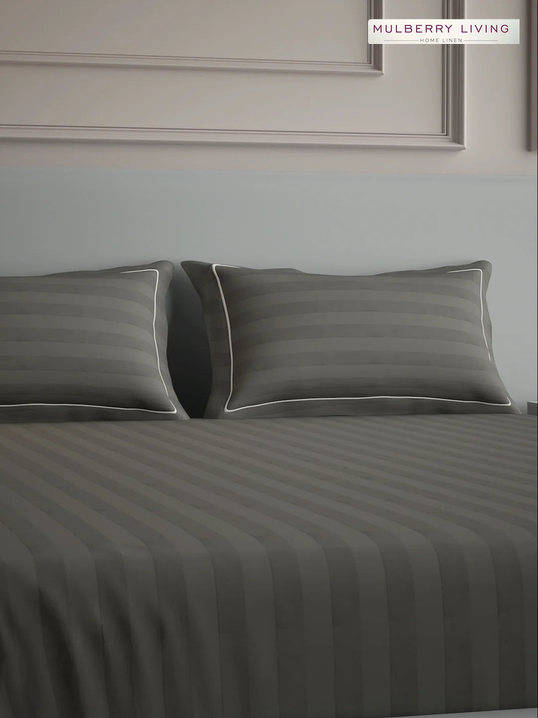 Elysian Stripes 100% Cotton Bedsheet Set with 2 Pillow Covers - 300TC