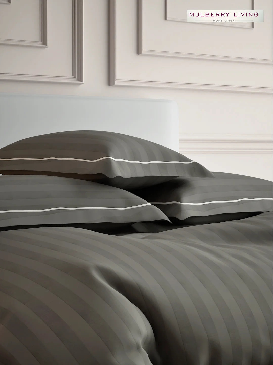 Elysian Stripes 100% Cotton Bedsheet Set with 2 Pillow Covers - 300TC