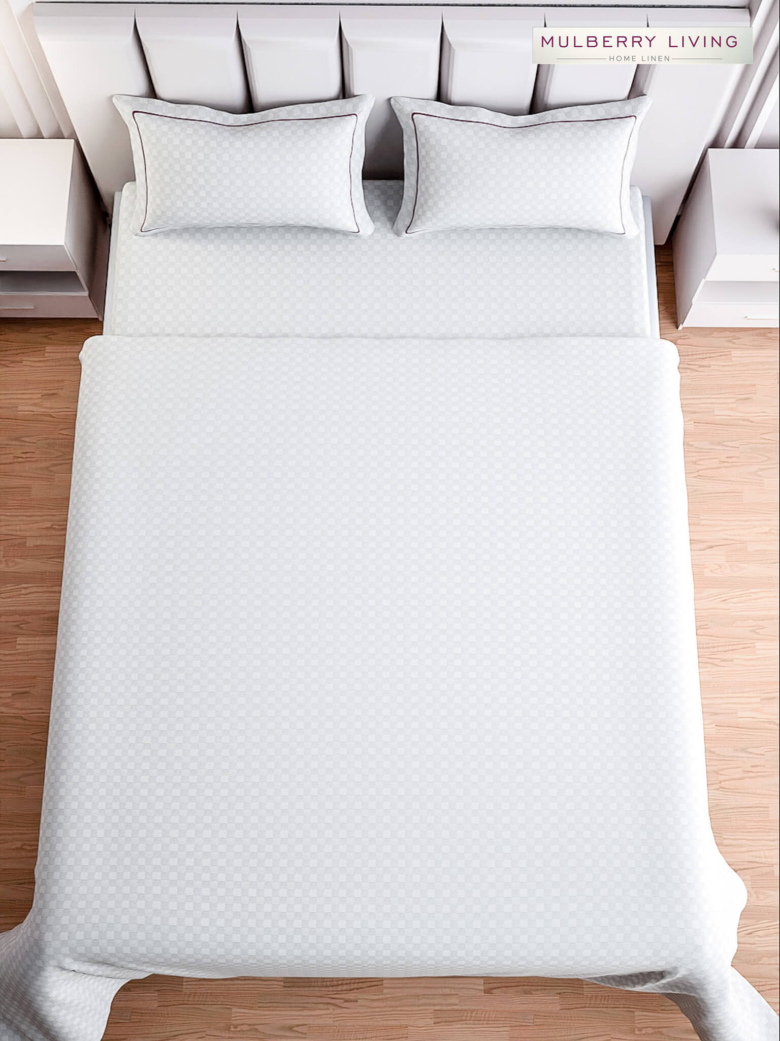 Urban Grid 100% Cotton Bedsheet Set with 2 Pillow Covers - 300TC