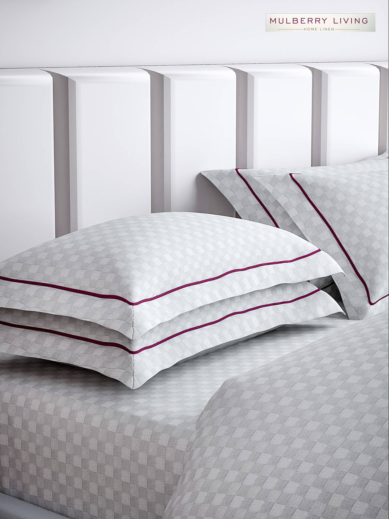 Urban Grid 100% Cotton Bedsheet Set with 2 Pillow Covers - 300TC