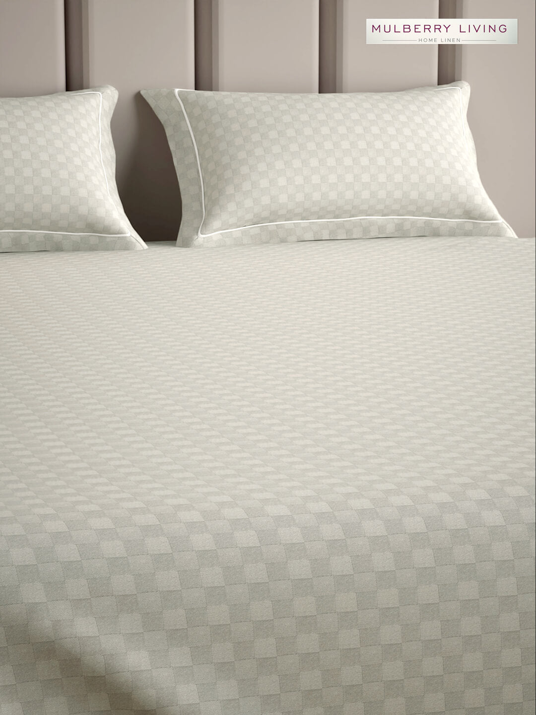 Urban Grid 100% Cotton Bedsheet Set with 2 Pillow Covers - 300TC