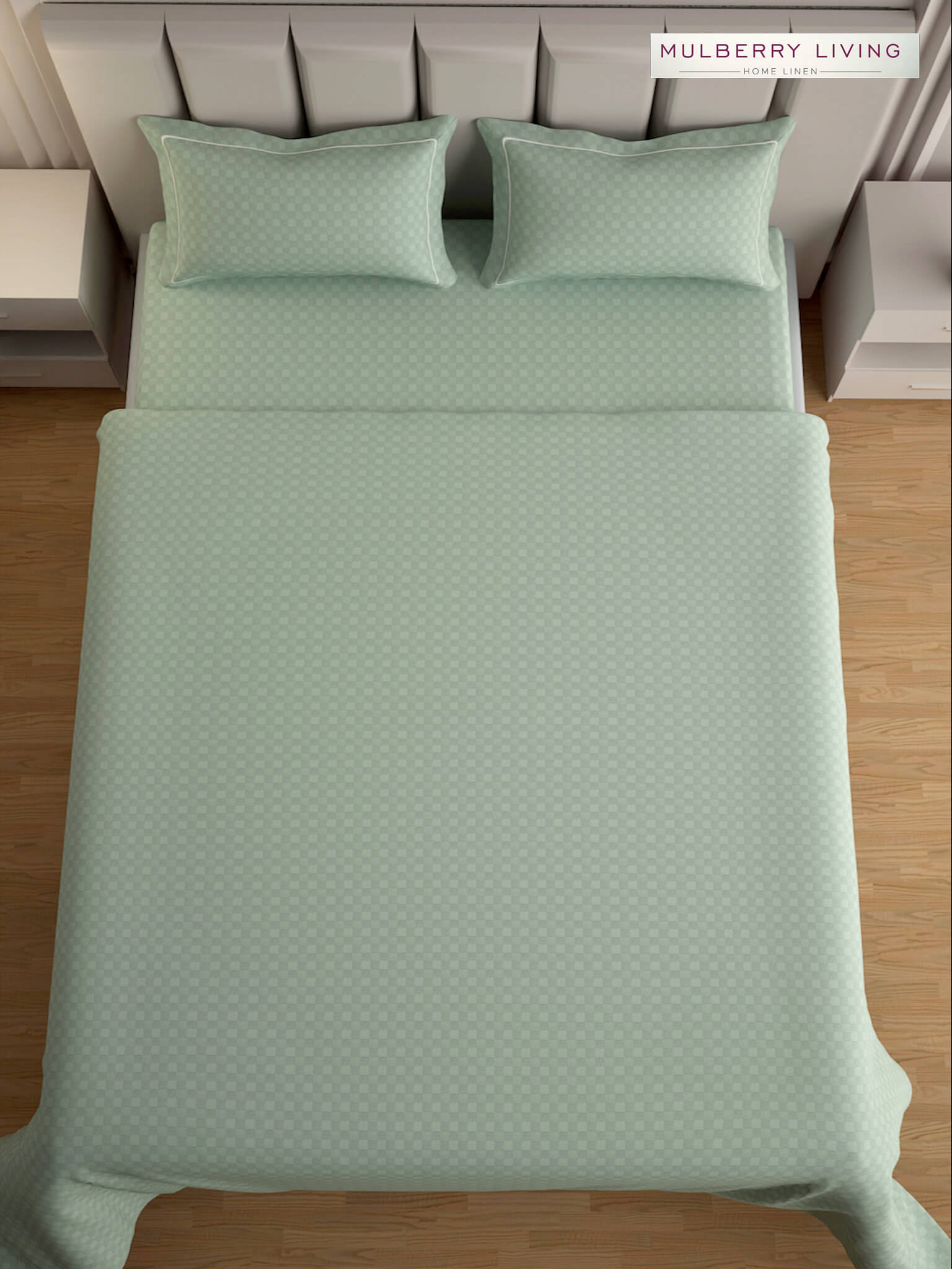 Urban Grid 100% Cotton Bedsheet Set with 2 Pillow Covers - 300TC