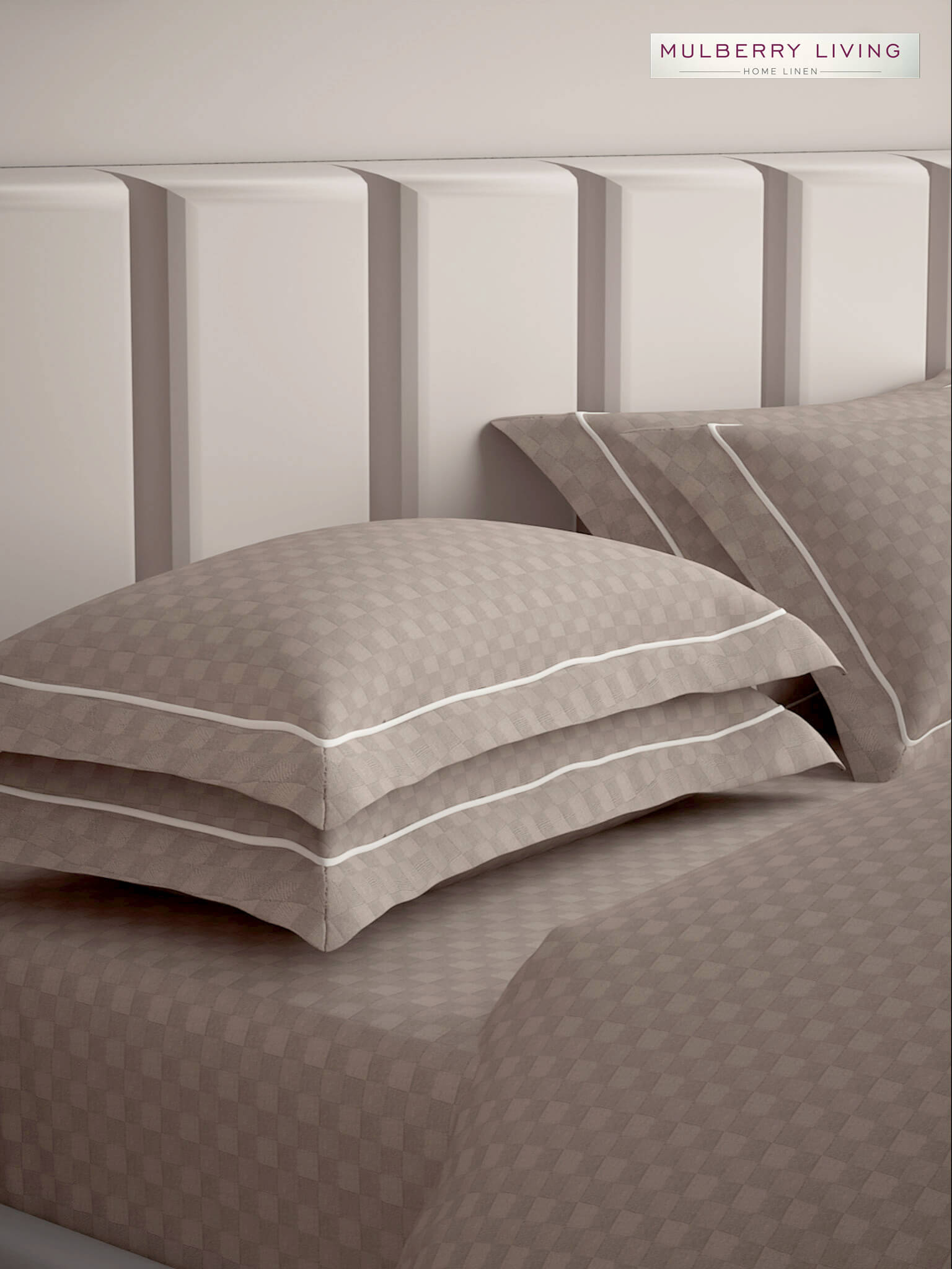 Urban Grid 100% Cotton Bedsheet Set with 2 Pillow Covers - 300TC