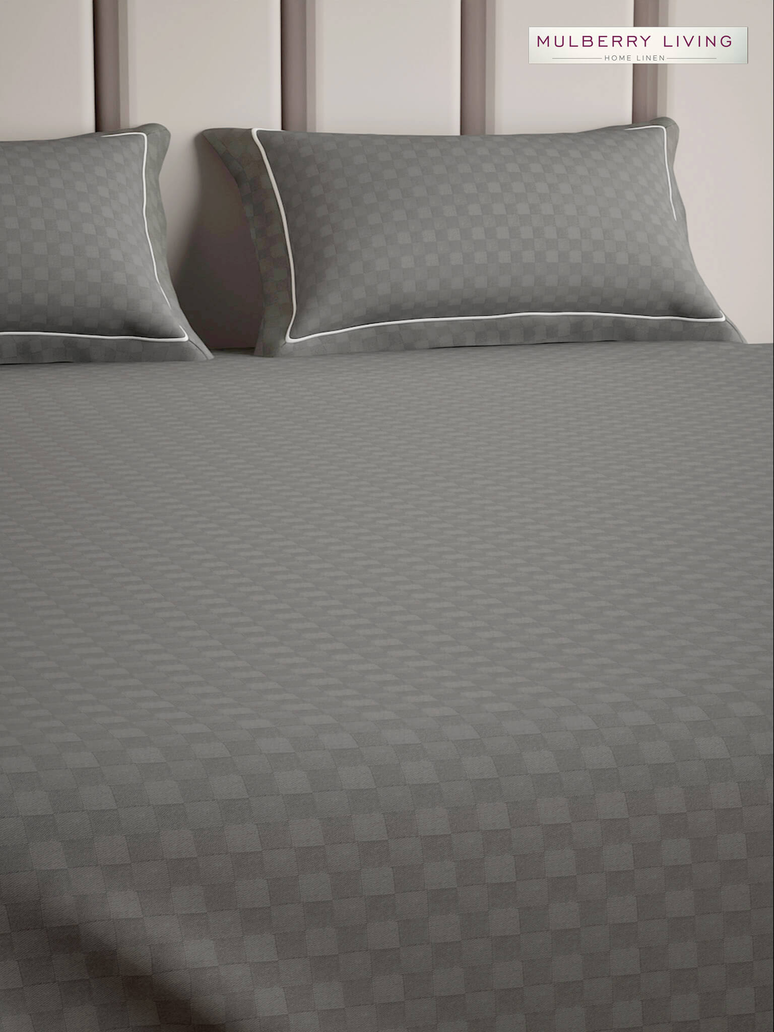 Urban Grid 100% Cotton Bedsheet Set with 2 Pillow Covers - 300TC