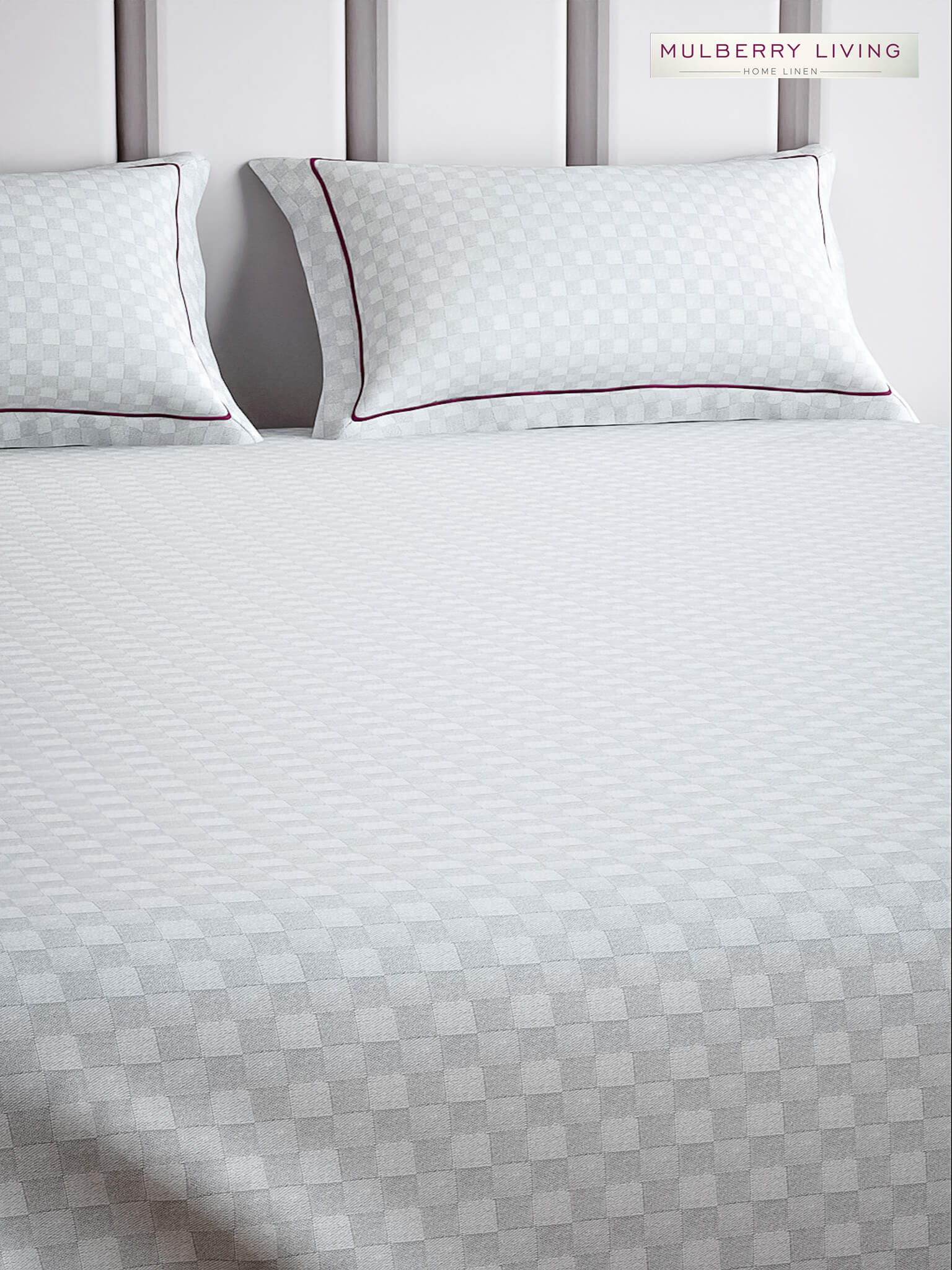 Urban Grid 100% Cotton Bedsheet Set with 2 Pillow Covers - 300TC