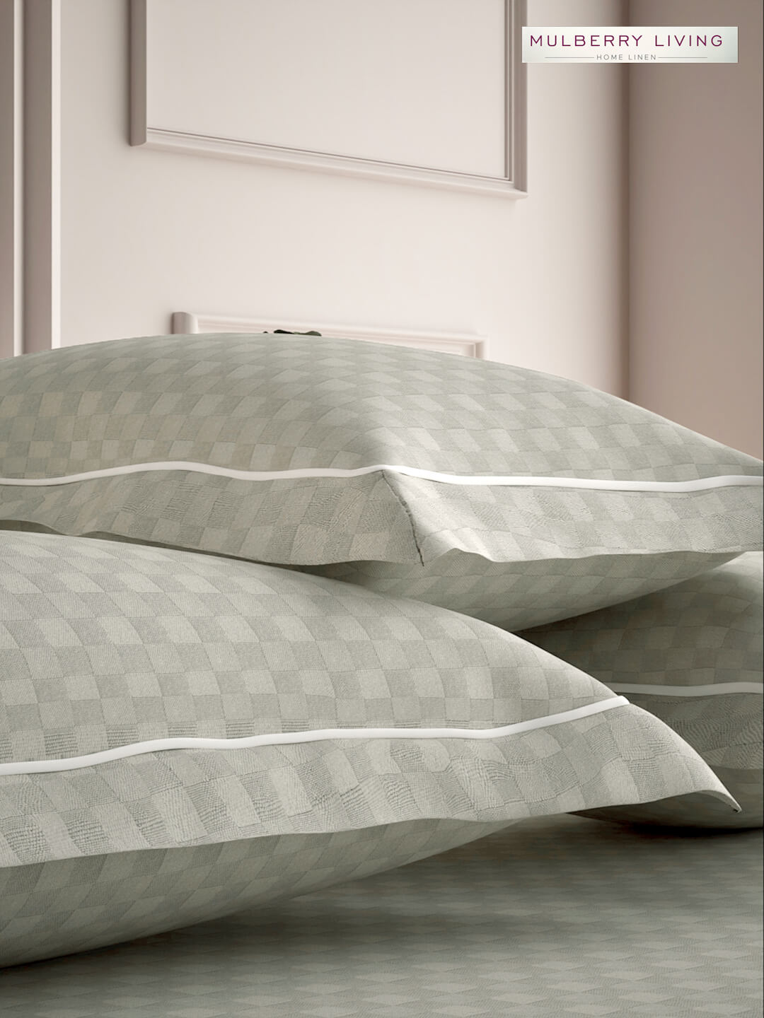 Urban Grid 100% Cotton Bedsheet Set with 2 Pillow Covers - 300TC