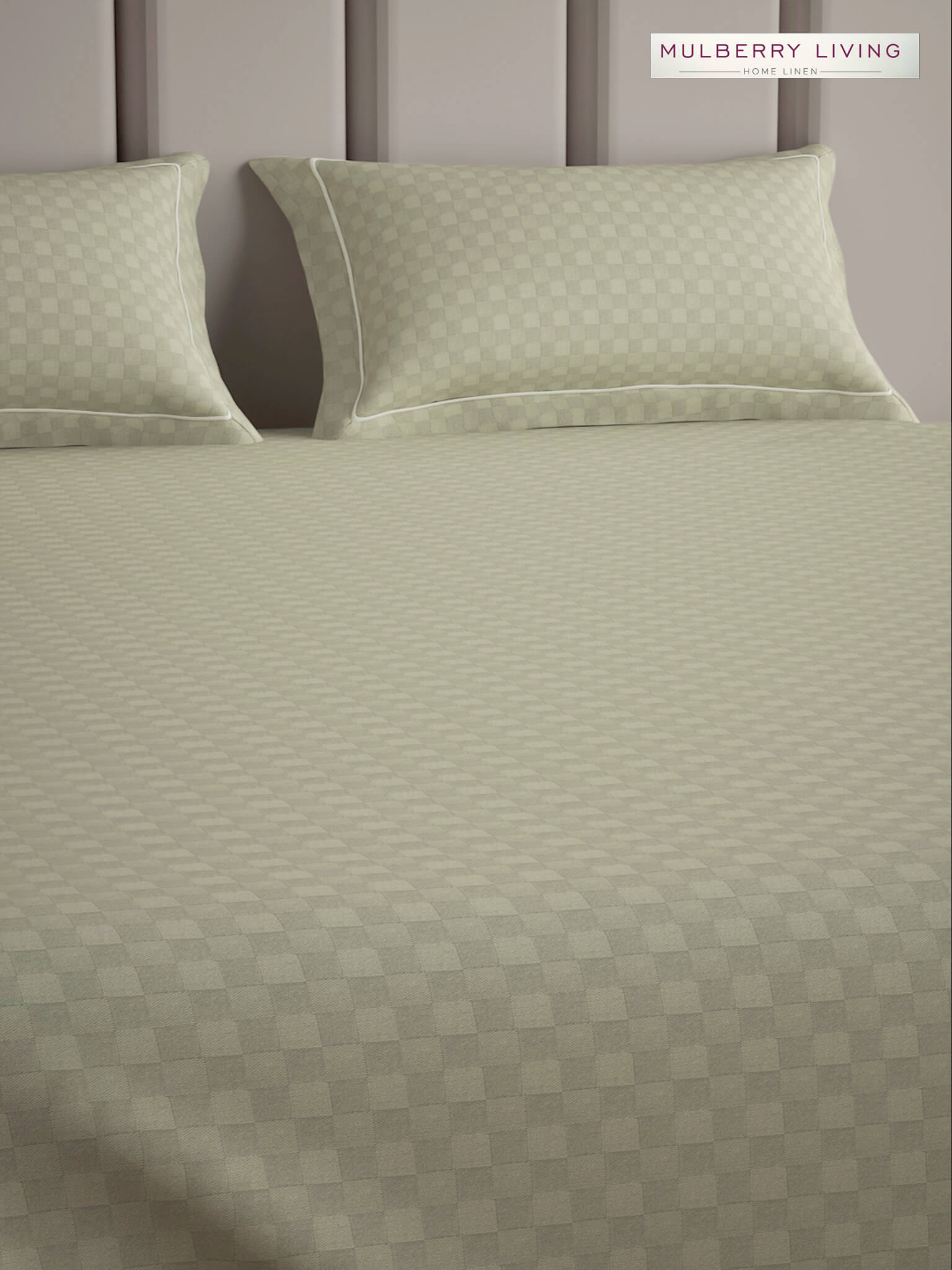 Urban Grid 100% Cotton Bedsheet Set with 2 Pillow Covers - 300TC