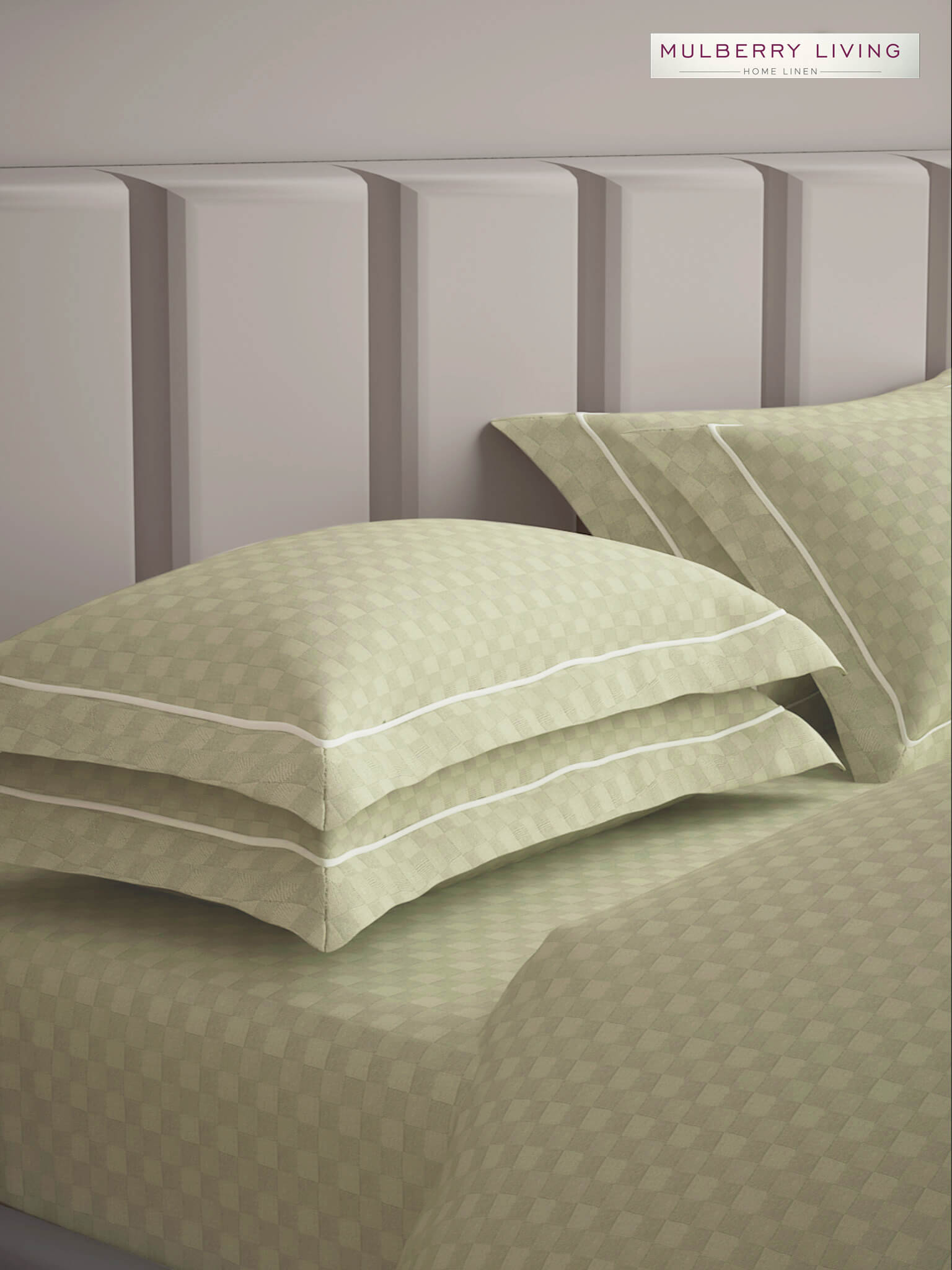 Urban Grid 100% Cotton Bedsheet Set with 2 Pillow Covers - 300TC